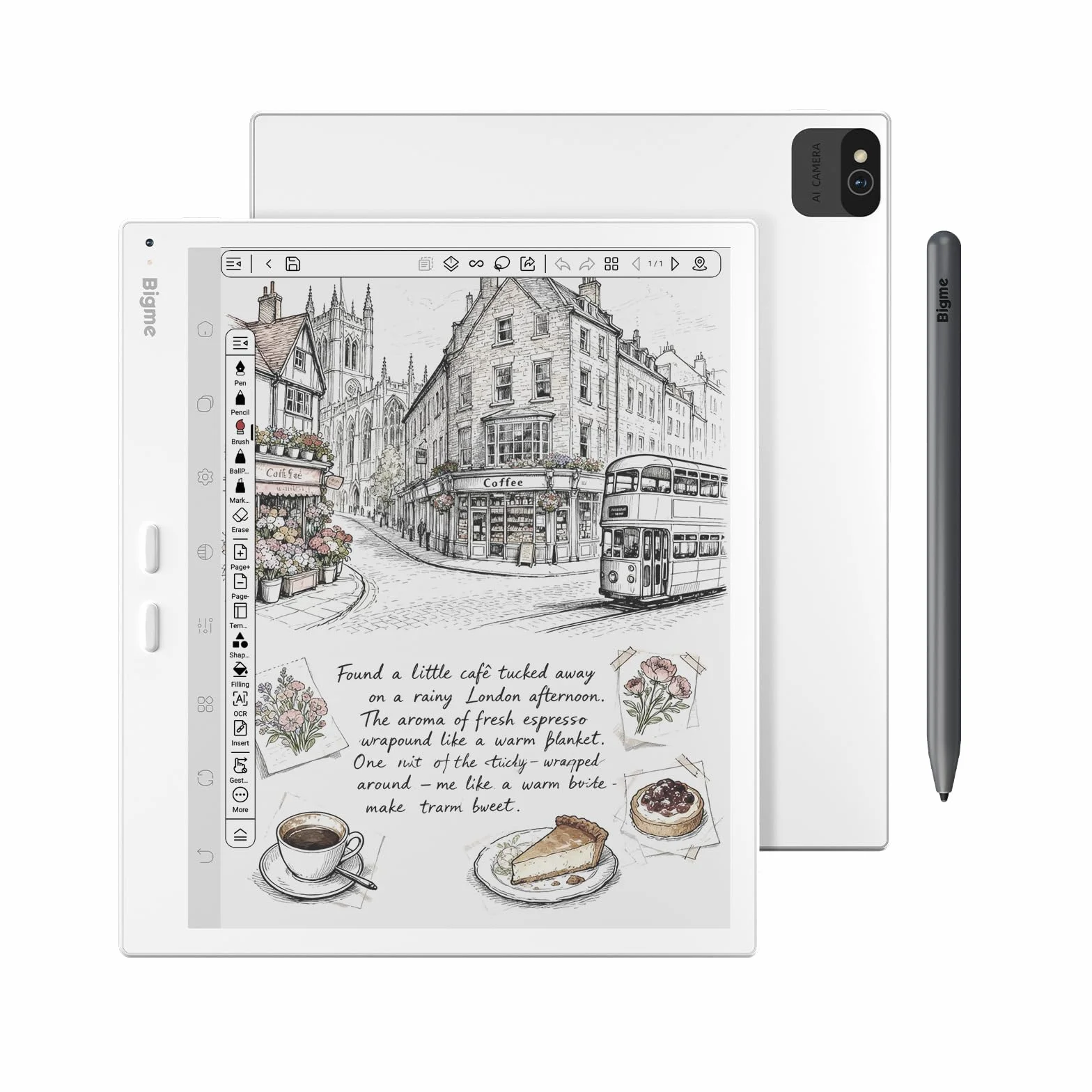 Bigme B10 Color E‑Paper Tablet 10,3 cala E‑Ink wyświetlacz ze rysikiem, 8 GB pamięci RAM 256 GB, akumulator 6900 mAh, 4G LTE, Android 14 cyfrowy notatnik i czytnik