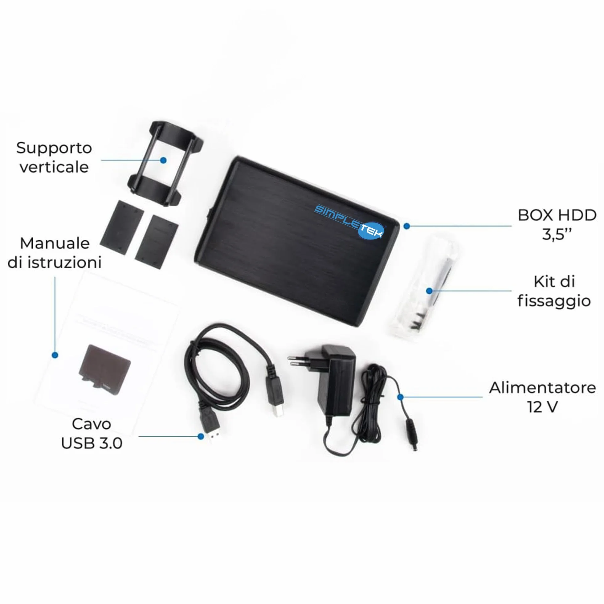 SIMPLETEK Zewnętrzny dysk twardy 3 TB USB 3.2 Gen 1 z zewnętrznym zasilaczem, kompatybilny z każdym komputerem/serwerem (odnowiony)