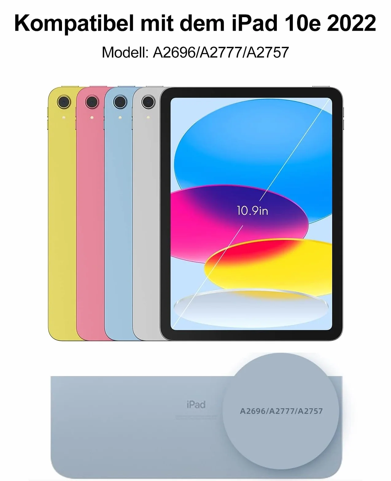SENGBIRCH Etui do iPad 10. generacji 2022/11. Gen A16 2025 - QWERTZ niemiecka klawiatura z otworem na długopis, bezprzewodowa zdejmowana folia