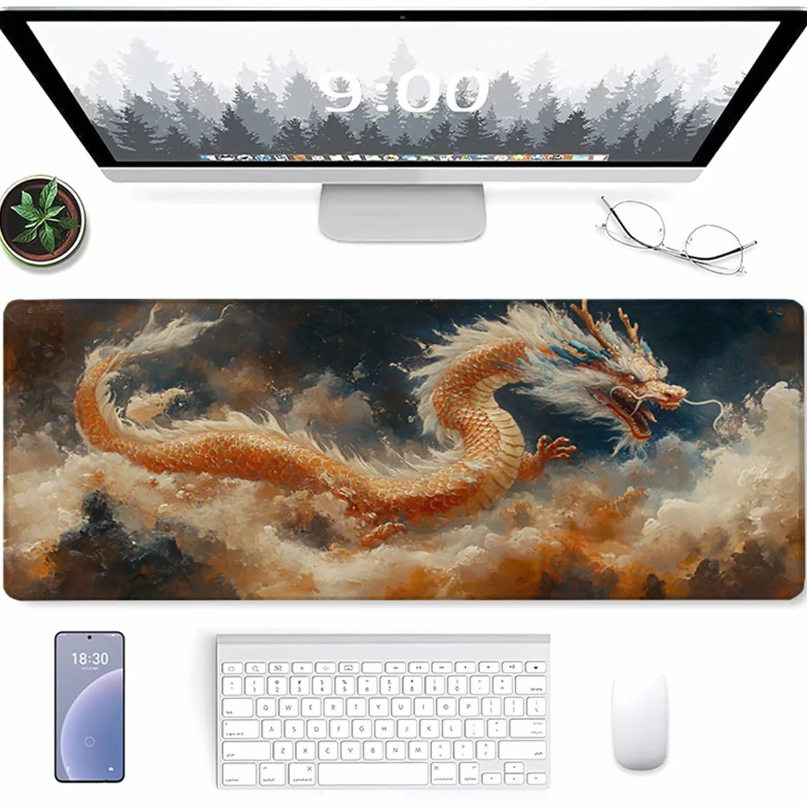 Podkładka pod mysz XXL DragoN, podkładka pod mysz w chmurze 1000x500x3 mm, podkładka pod mysz do gier z gumową podstawą, poprawa dokładności i szybkości, duża podkładka na biurko, do biura PC Gamer 0
