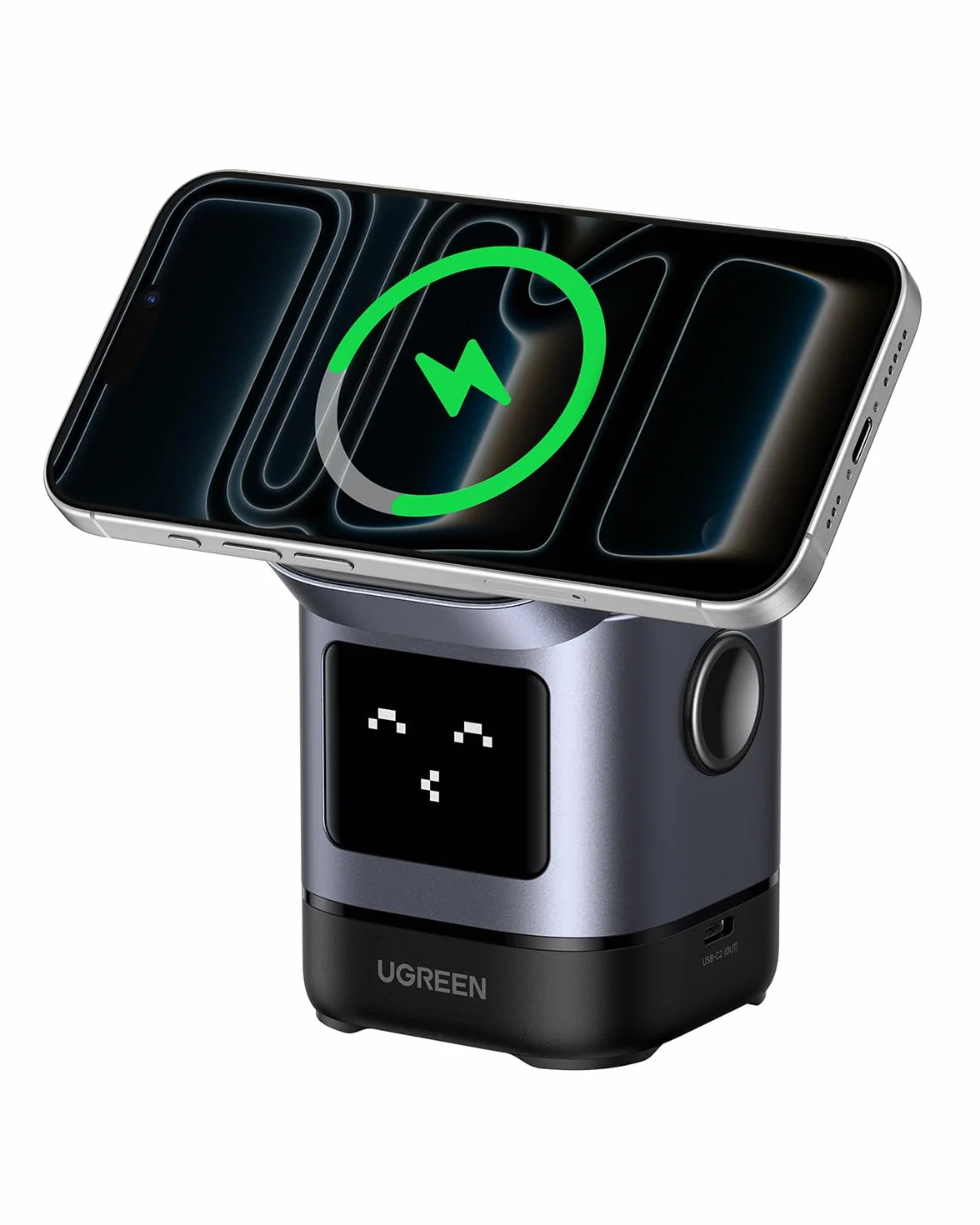 Stazione di ricarica 2 in 1 - UGREEN - Robot - Qi2 - Nero
