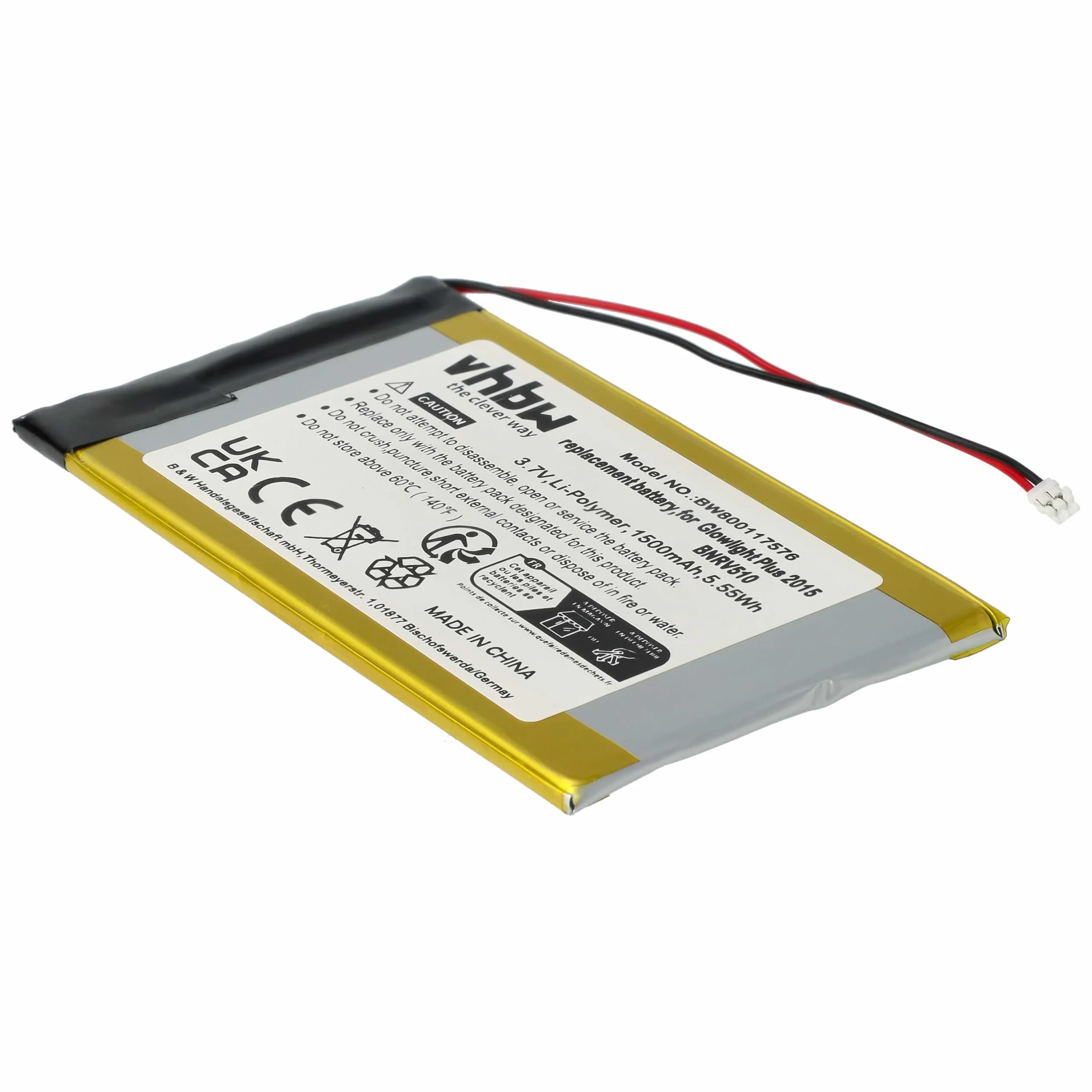 Bateria kompatybilna z Barnes & Noble Nook Glowlight Plus 2015 vhbw 1500 mAh 3,7 V litowo-polimerowy