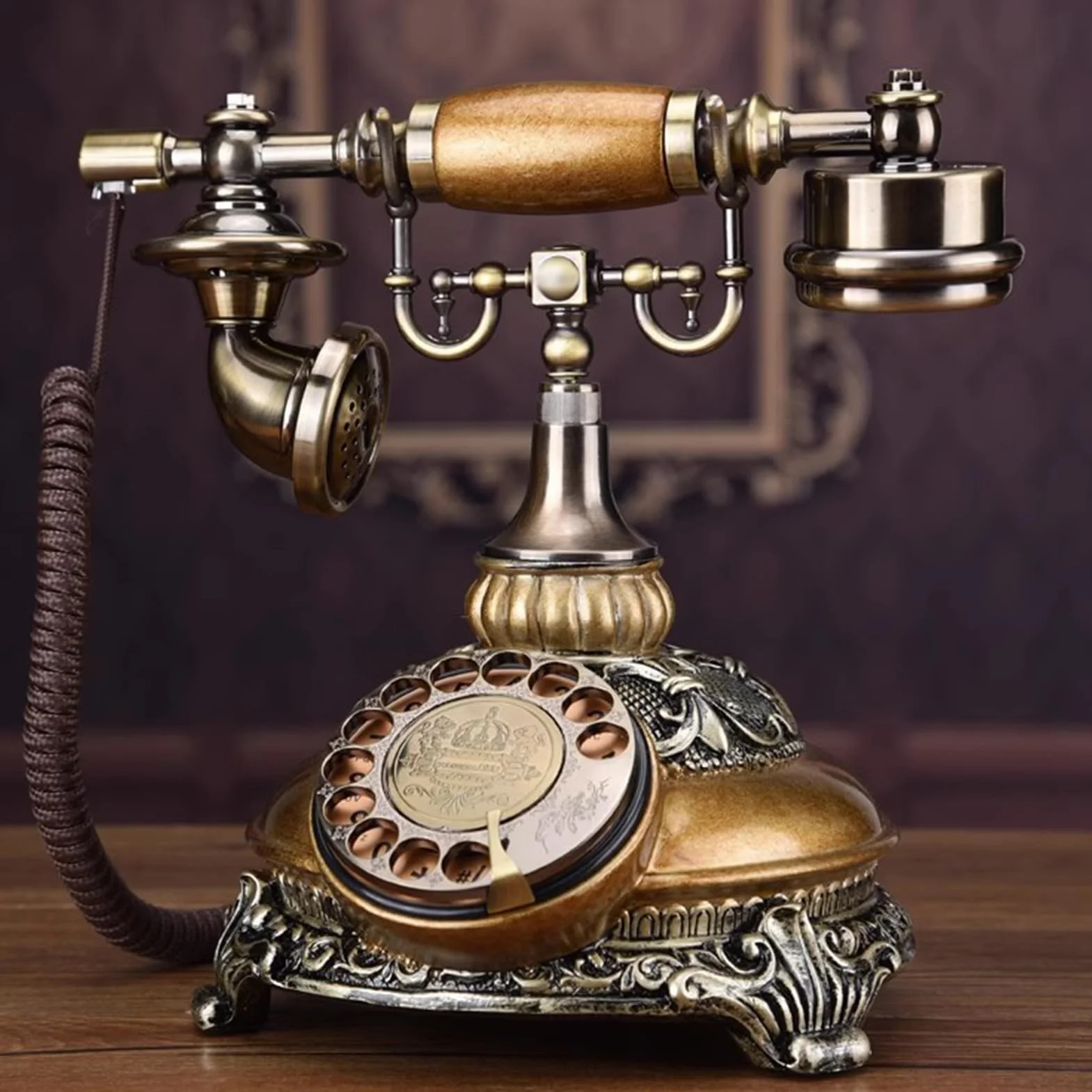 HJMMWT Zabytkowy, zabytkowy telefon stacjonarny, klasyczny telefon przewodowy w stylu retro, staroświecki, dekoracyjny telefon stacjonarny, biurko do domowego biura, hotelowy bar, ozdoba dekoracyjna