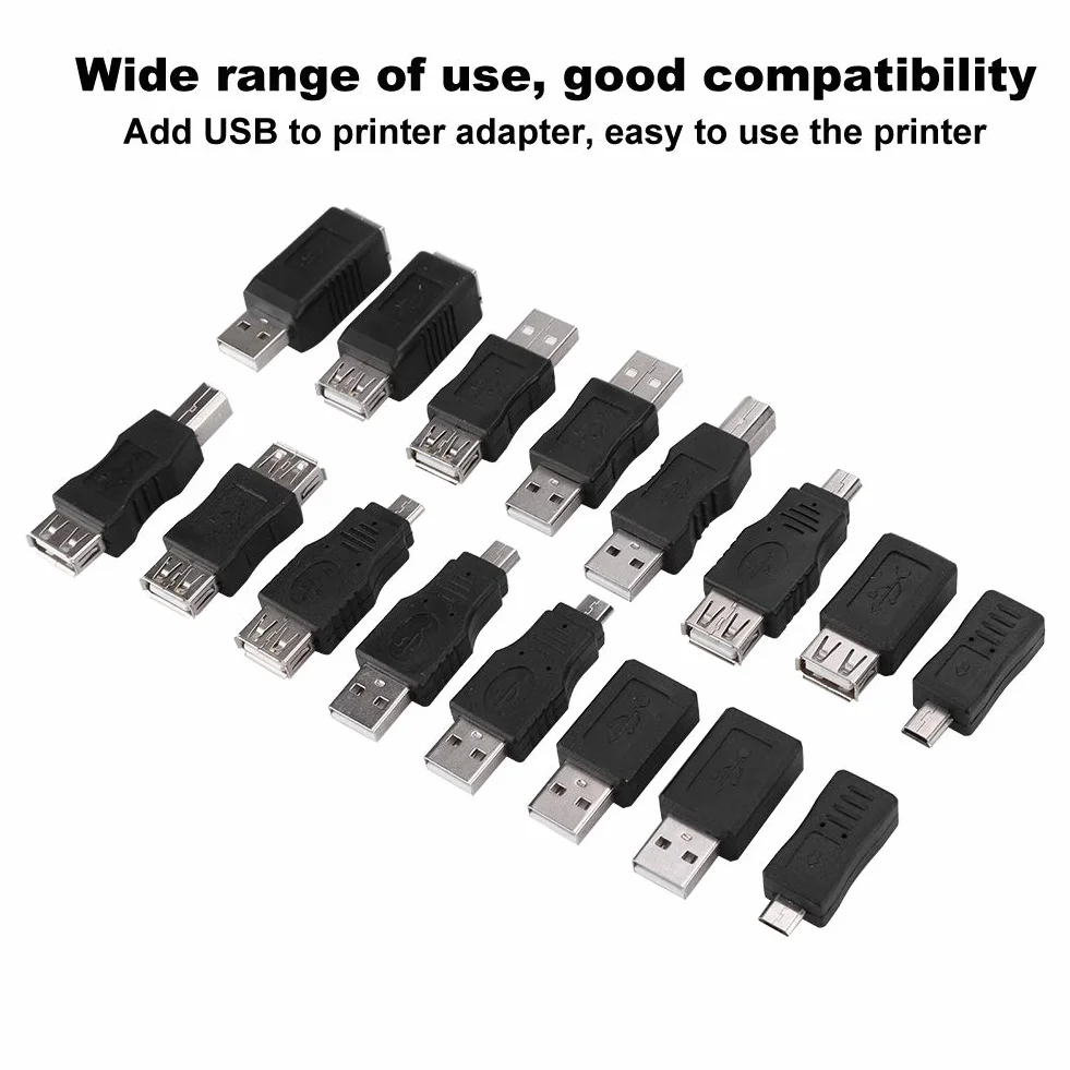 16 sztuk wielofunkcyjnych adapterów micro USB, wtyczka USB na gniazdo micro USB, nadaje się do podłączenia do komputera i innych urządzeń elektronicznych