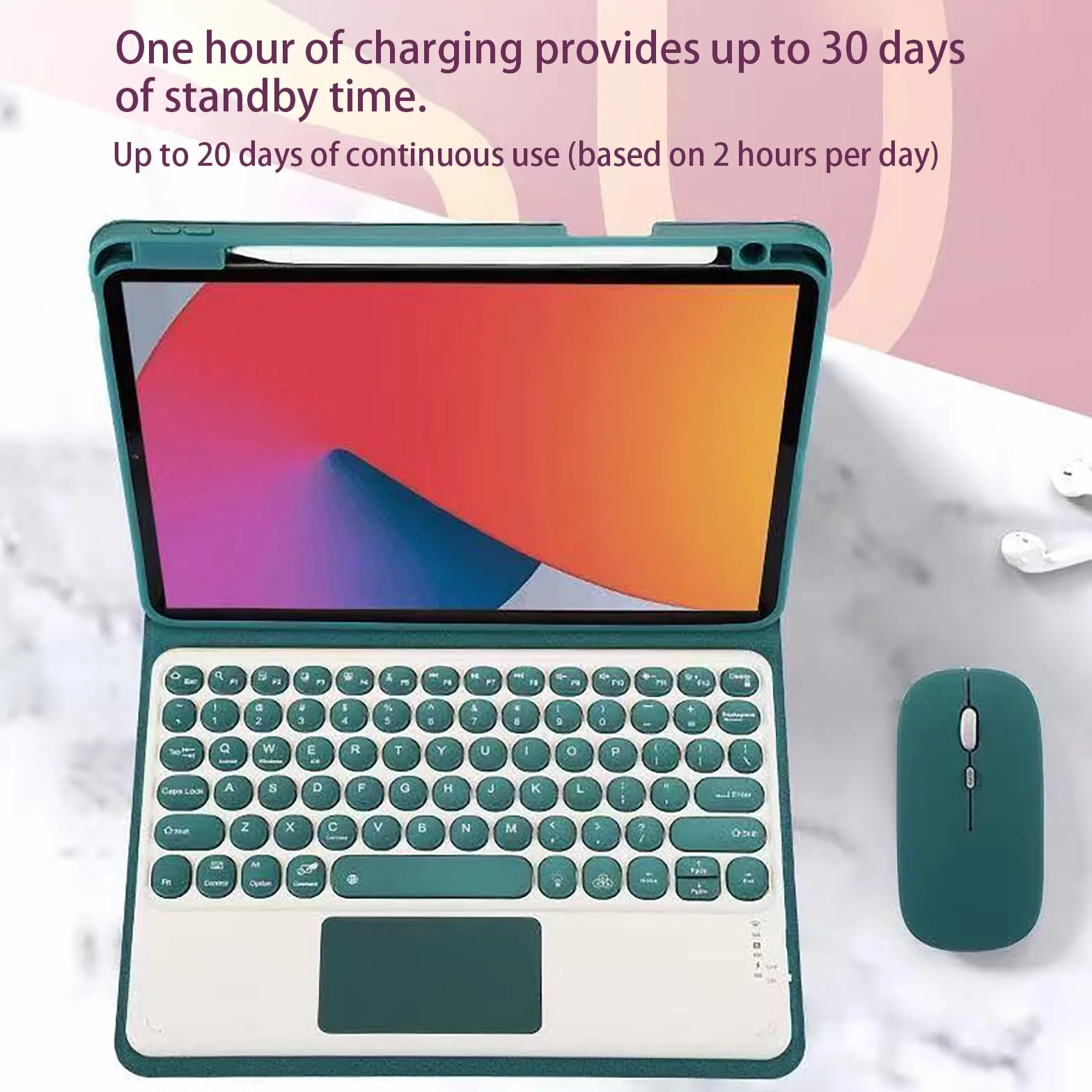 Etui na klawiaturę do Pad 5 / Pad 5 Pro 11 cali 2021, zdejmowana bezprzewodowa klawiatura Bluetooth, z podświetleniem 7 kolorów i panelem dotykowym, czarna