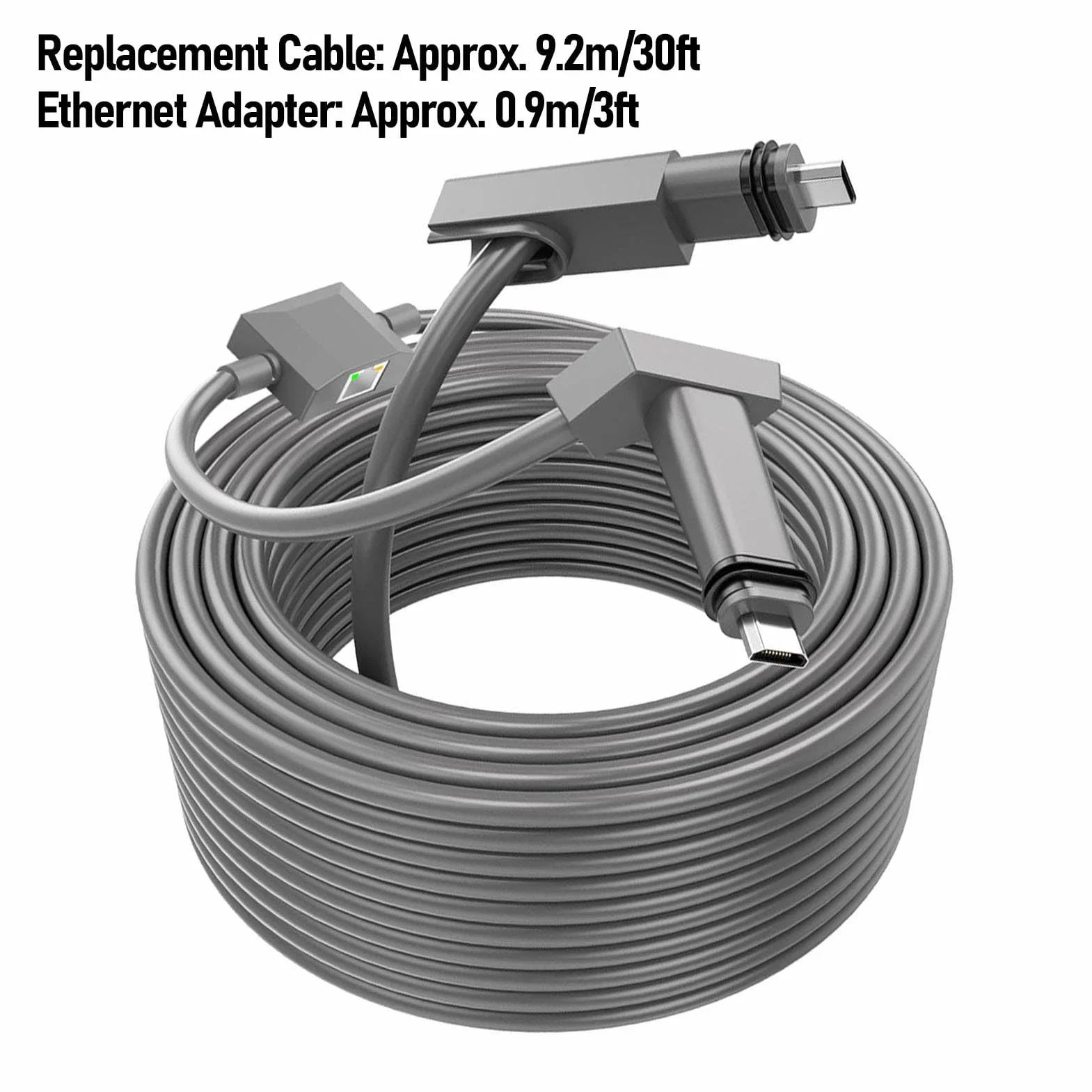 Sorandy Zewnętrzny Kabel Satelitarny o Długości 30 Stóp, Kabel 2 w 1 IP68 z Portem Ethernet, Przewód Zamienny do Anteny GEN2/V2