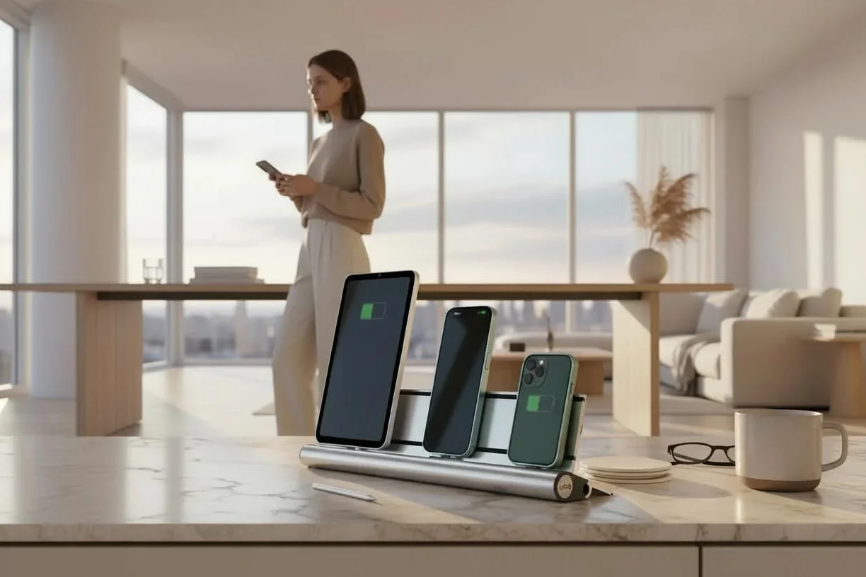udoq Stacja ładująca USB-C 400 do wielu urządzeń, z ładowarką Power Delivery Charger, do smartfonów i tabletów, wysokiej jakości konstrukcja 4 mm aluminium