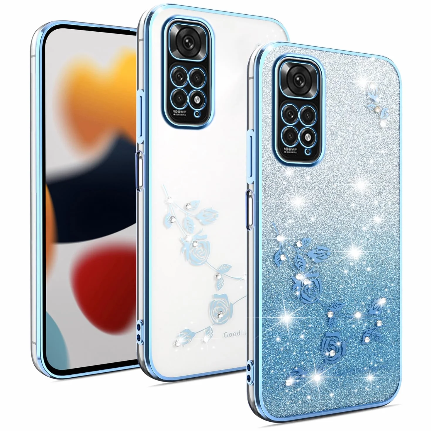 XINYEXIN Przezroczyste brokatowe etui do Xiaomi Redmi Note 11 4G / Redmi Note 11S 4G, dla kobiet i dziewcząt, błyszczące diamentowe etui na telefon, ultracienkie, cienkie, przenośne, odporne na