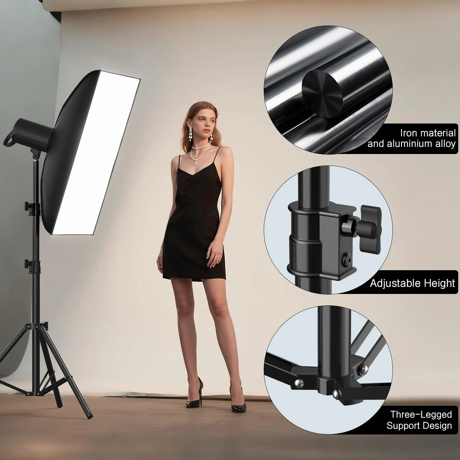 Profesjonalny statyw do fotografii 280 cm, amortyzowany powietrzem metalowy statyw do softboxu, oświetlenia studyjnego, reflektora, światła pierścieniowego, wytrzymałego, maksymalne obciążenie