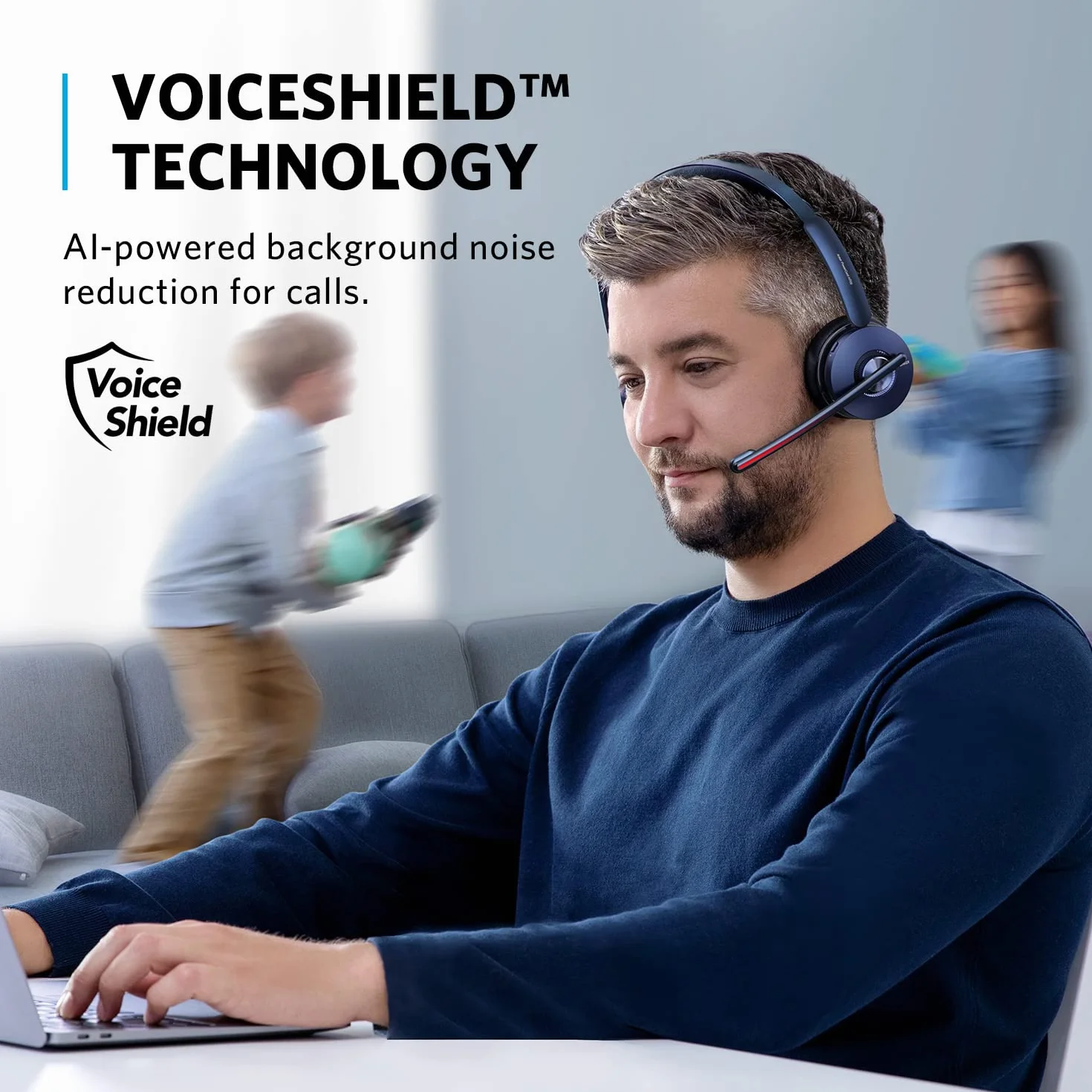 Anker PowerConf H700 zestaw słuchawkowy Bluetooth z mikrofonem i stacją ładującą, aktywna redukcja szumów, nagrywanie audio, funkcja transkrypcji spotkań, połączenia z funkcją S.I., kompatybilny z aplikacjami, wydajność: 24 godziny