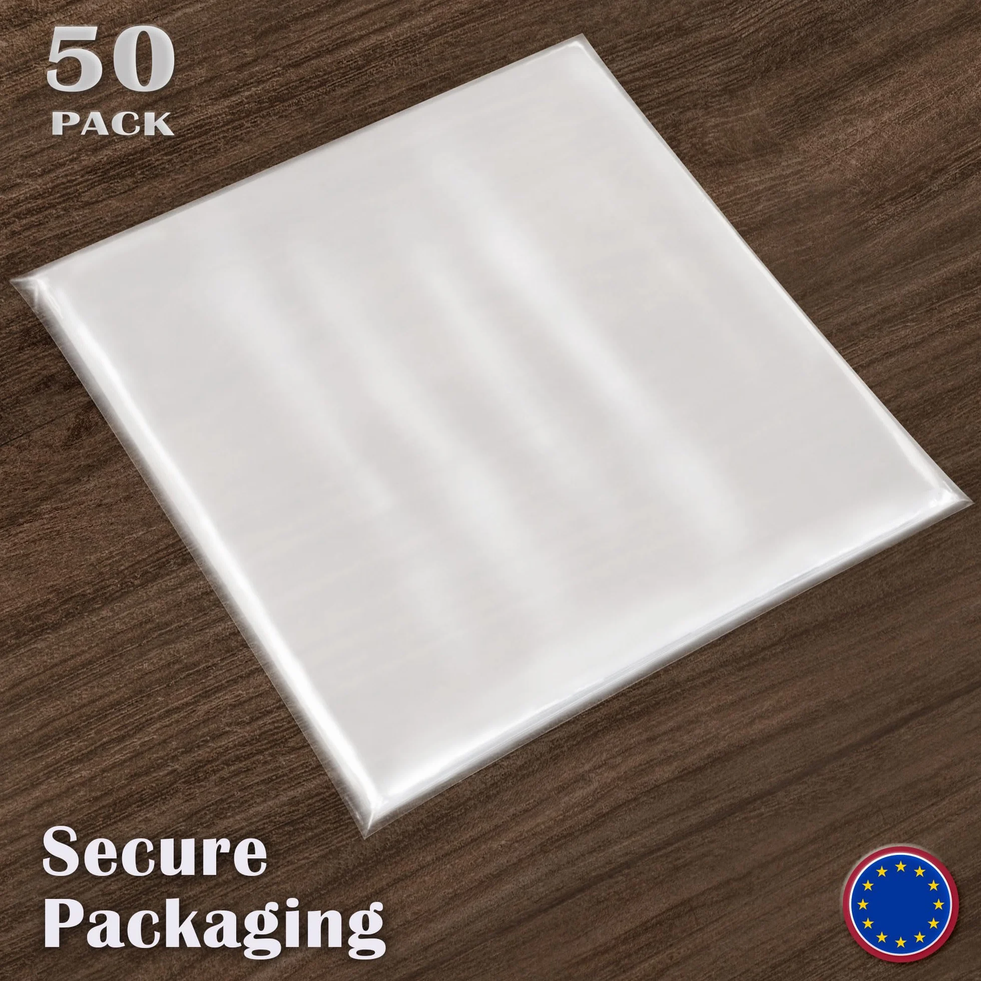 Claev Outer Record Sleeves 50 Pack Clear Plastic 12" LP Vinyl Album Covers 32.5 x 32.5 cm 3 mil Thick