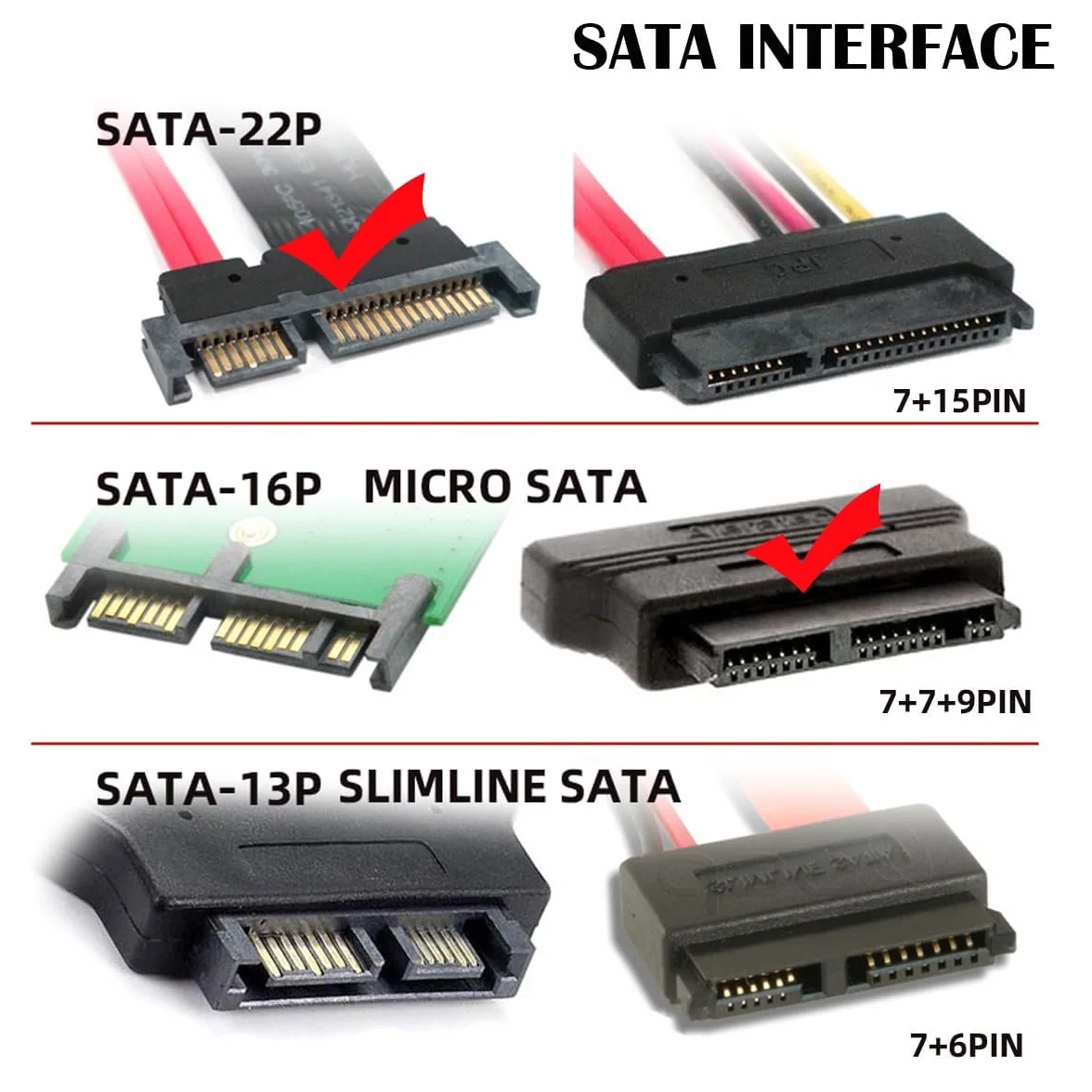 CY Adapter 4.6 cm Micro SATA 7+9 16-pinowy dysk SSD HDD na 6.3 cm SATA 7+15 22-pinowy adapter