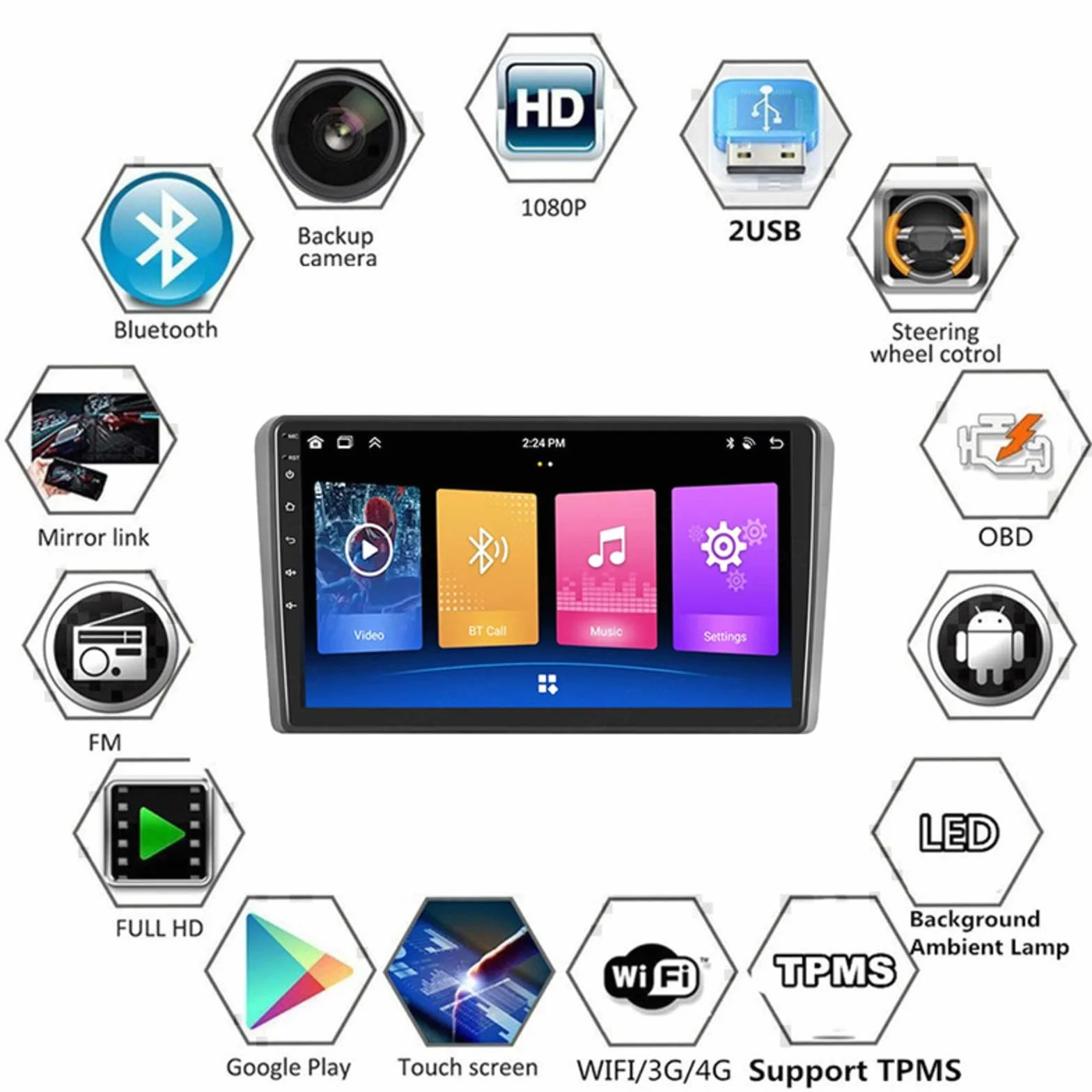 Android 15 Car Stereo 9" Samochód Dla Mazda 3 I BK 2003-2009,M105 | Z Bluetooth, Nawigacja Gps, Radio Fm, Carplay, Kamera Cofania, Android Autoradio,M105