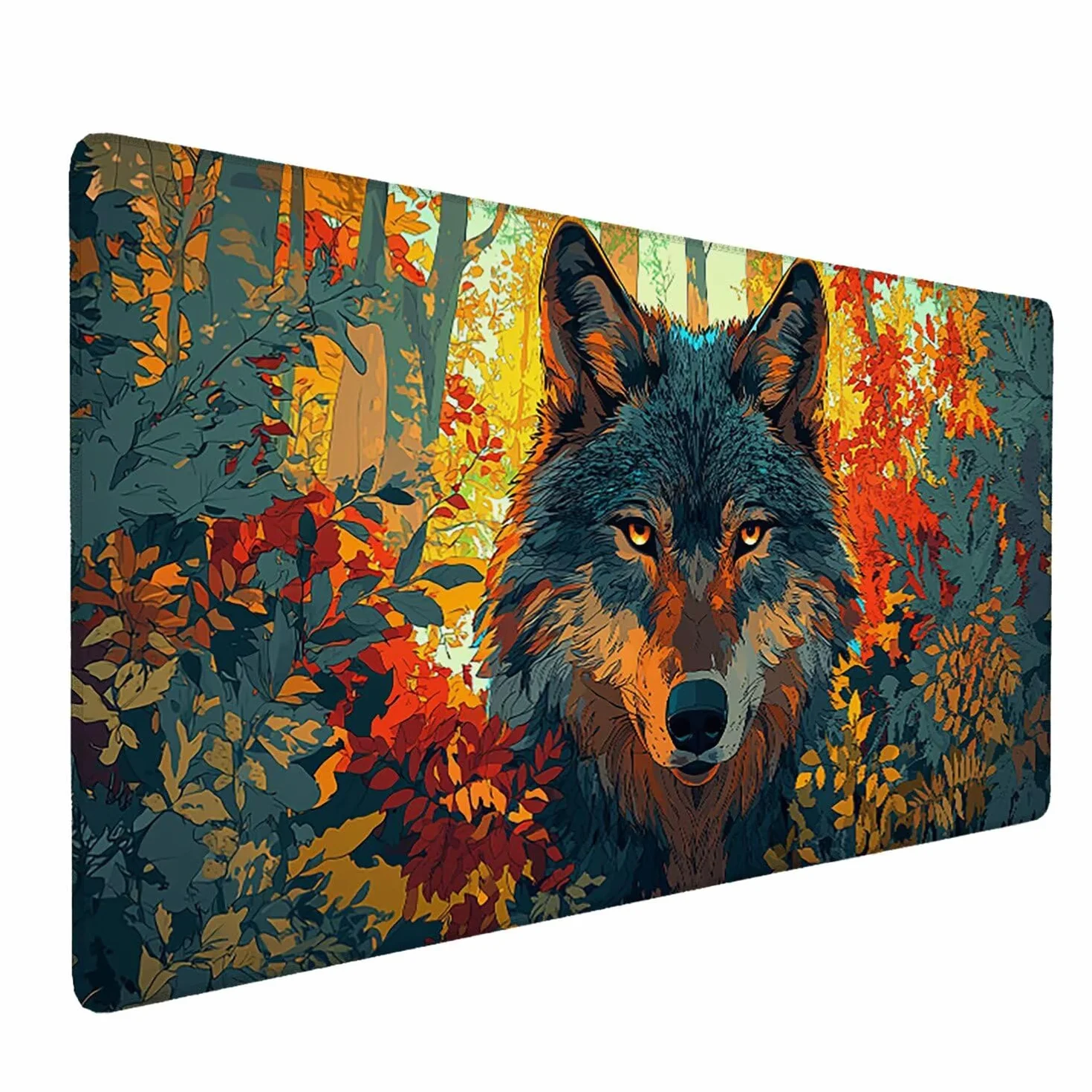 Podkładka pod mysz XXL 1200 x 600 mm duża podkładka pod mysz do gier, wodoodporne i antypoślizgowe gumowe podkładki pod mysz, podkładka pod mysz z wszytymi krawędziami do komputera, PC (wilk leśny) x