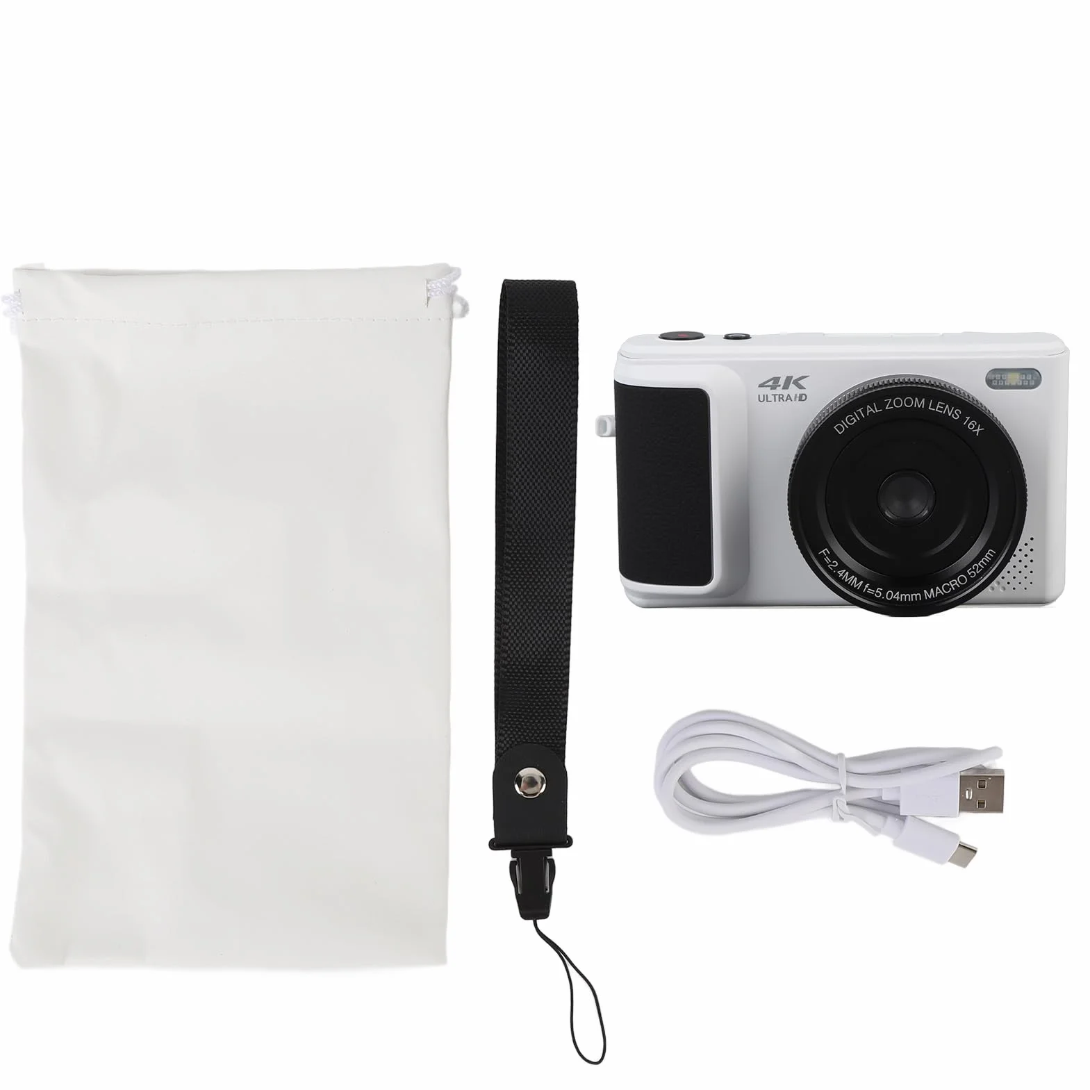 Aparat Cyfrowy 64 MP, Zoom 16X, Nagrywanie Wideo 4K UHD, Autofokus, Ekran Odchylany o 180°, z kartą 128 GB i Filtrami Upiększającymi, do Robienia zdjęć Selfie, dla Dzieci Chłopcy