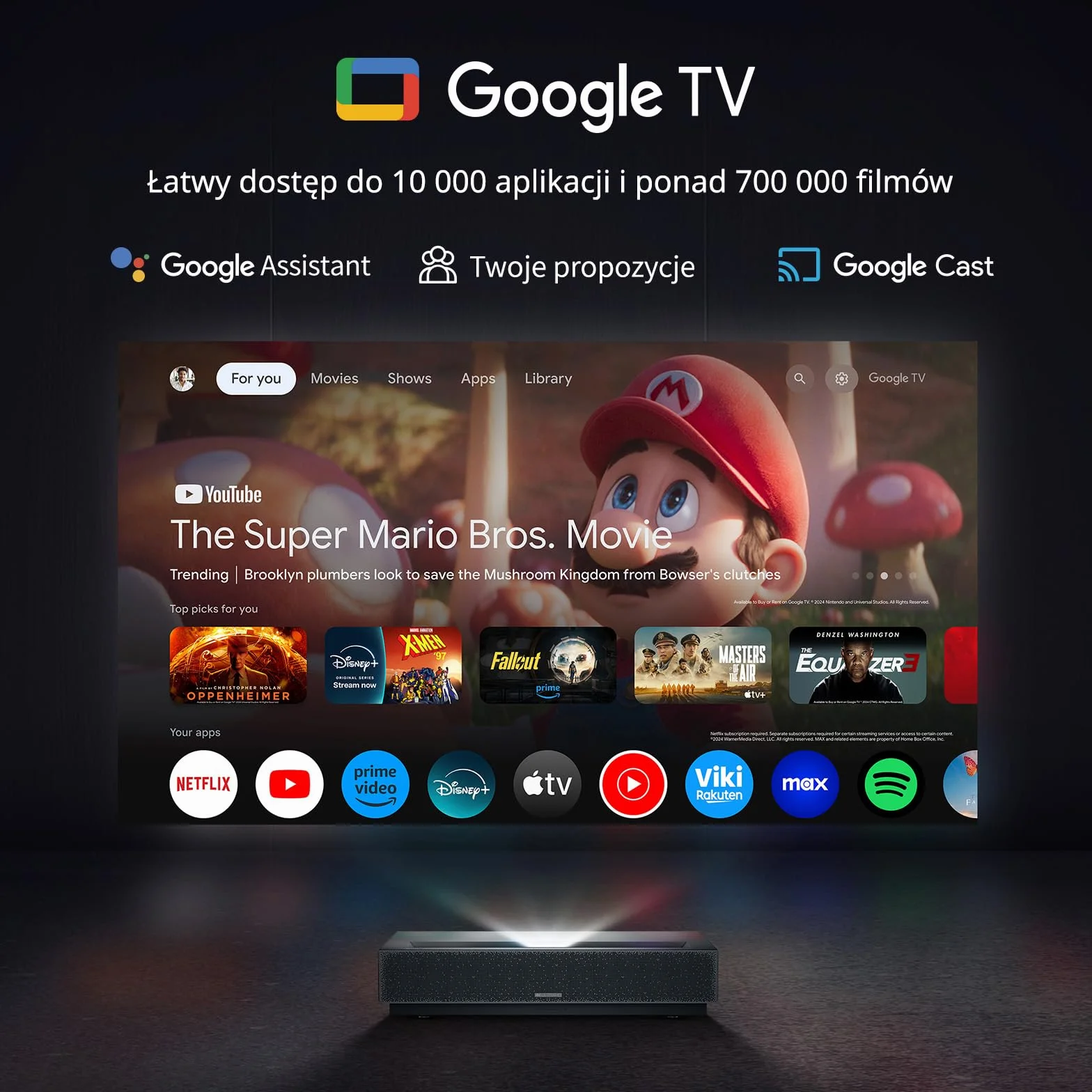WEMAX Nova Pro Projektor Ultra Krótkoogniskowy 4K UST, 150" ALPD Laser TV ze Smart Google TV, 2100 Lumenów ISO, Dźwięk Dolby Audio DTS-HD, Projektor Kino Domowe, WiFi Bluetooth, Asystent Google