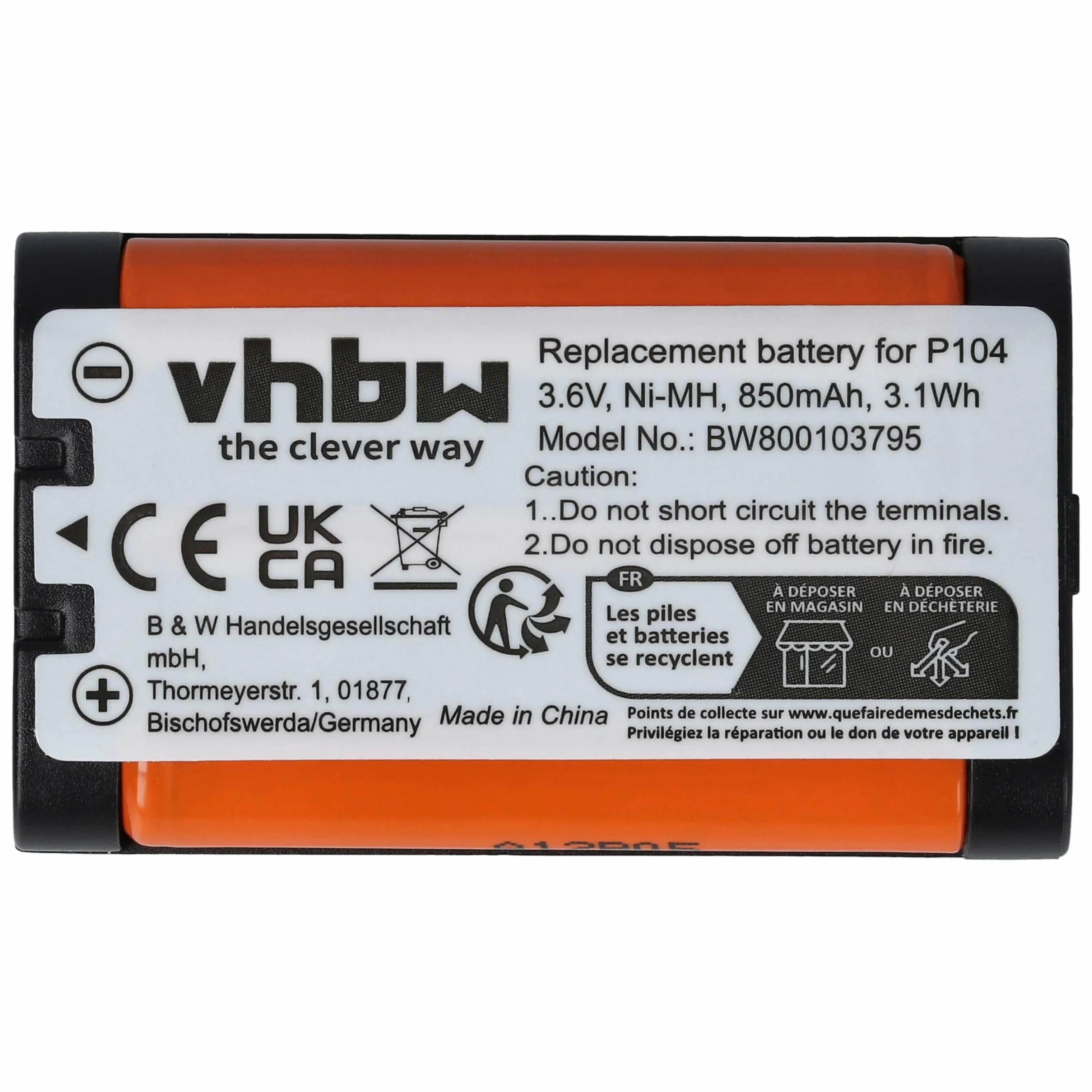 vhbw Bateria zamienna do GP85AAALH3BXZ HHR-P104 HHR-P104A P104A/1B Type 29 850 mAh 3,6 V NiMH