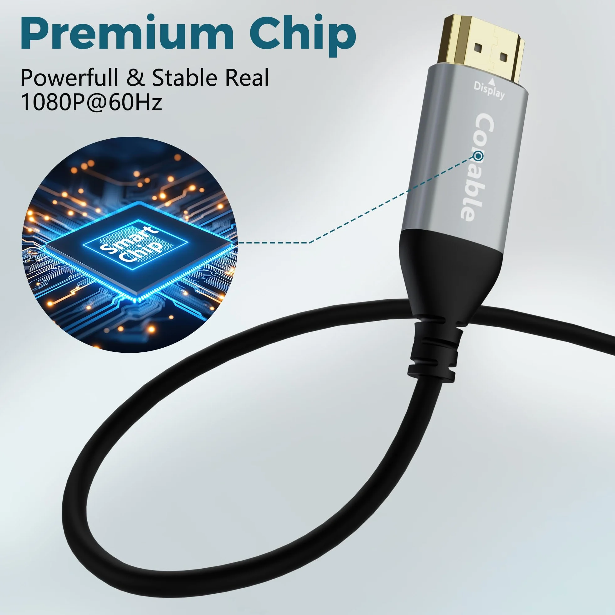Kabel adaptera USB na HDMI, jednokierunkowy USB-A 3.0 na HDMI HD Audio Video elastyczny kabel, Smart Chip, prawdziwe 2K/1080P @ 60 Hz, do telewizora, projektora, monitora, obsługuje tylko Windows 11