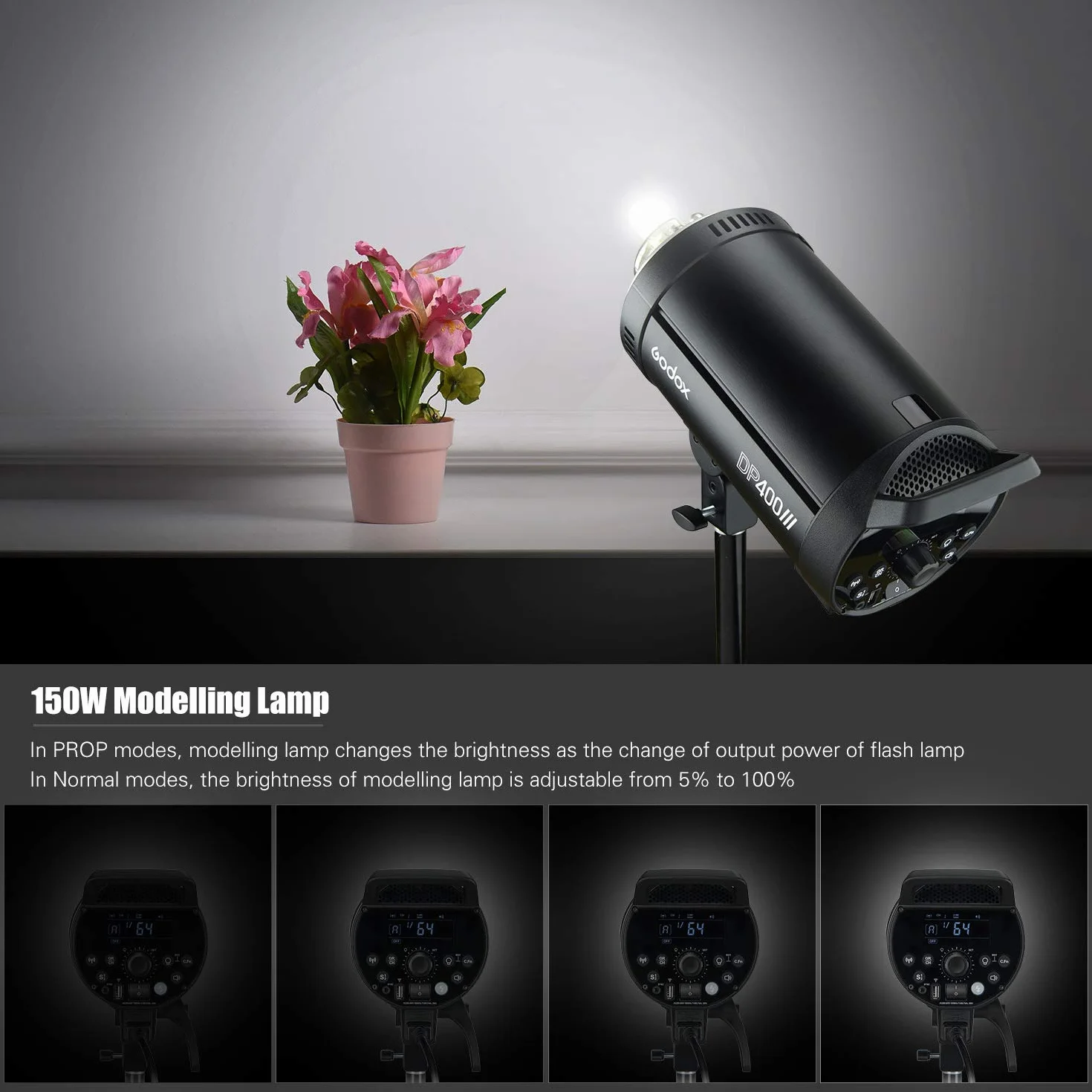 GODOX DP400III Studio lampa błyskowa, 400 W, 2,4 G, bezprzewodowy system X, lampa błyskowa z uchwytem Bowens Mouns, 5600 K, temperatura barwowa, fotografia, miganie