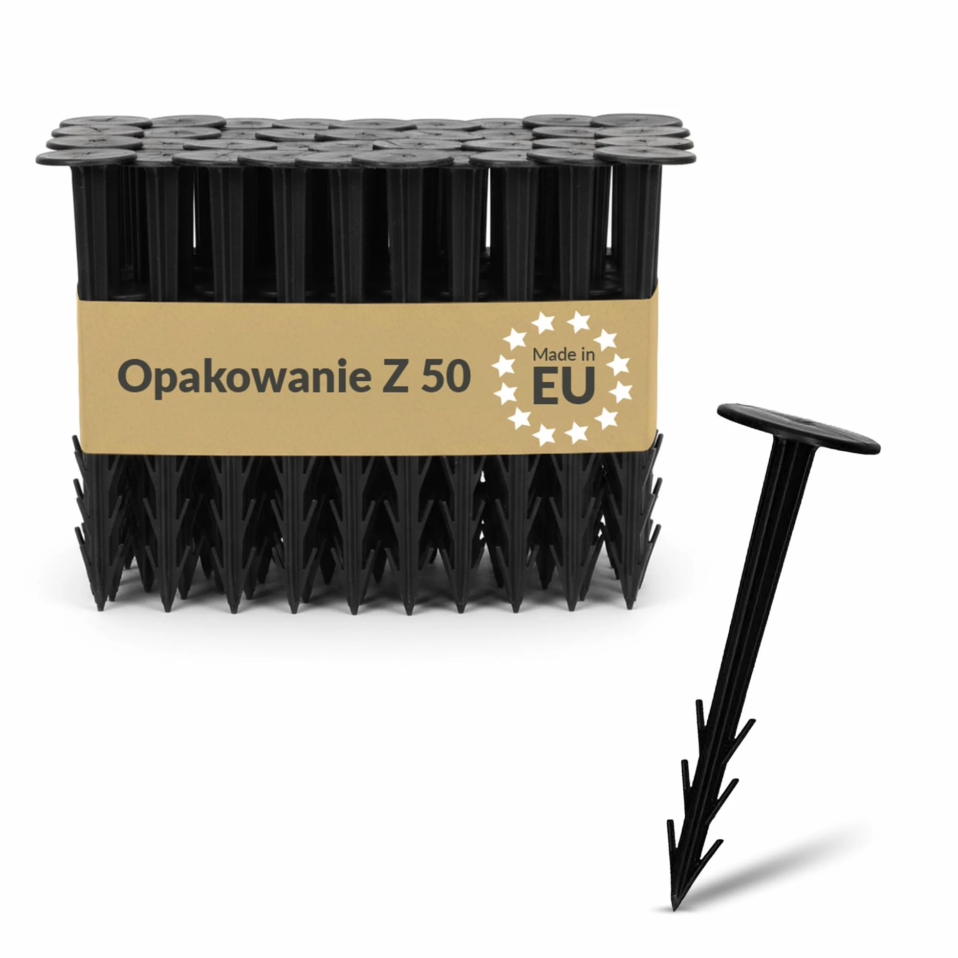 Kotwa gruntowa z tworzywa sztucznego, 50 x – śledzie odporne na promieniowanie UV, żebrowana konstrukcja i haczyki, szeroka główka, idealna do włókniny przeciw chwastom, geowłókniny, mulczu
