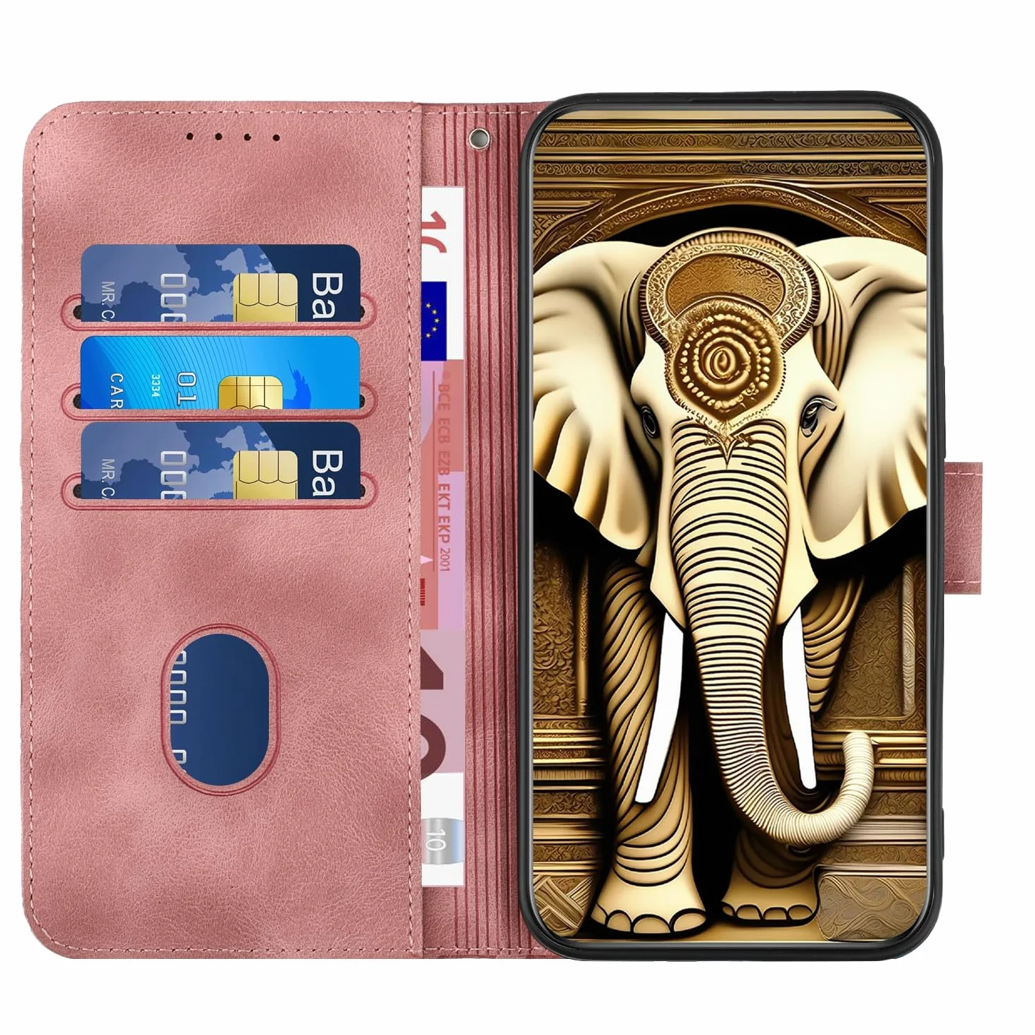 Etui na telefon komórkowy Samsung Galaxy A53 5G, z przegródką na karty, funkcja stojaka, magnetyczne, etui ze skóry poliuretanowej (PU), etui z klapką, kompatybilne z Galaxy A53 5G, różowe