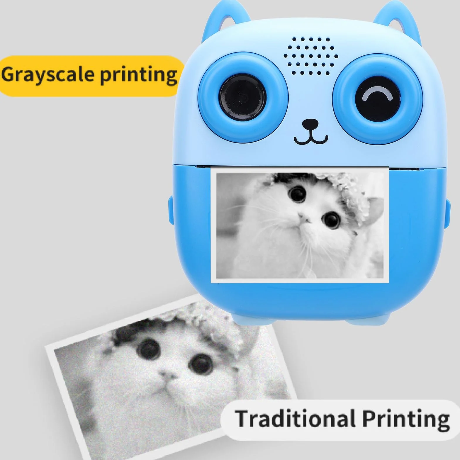 Instant Print Camera, 48MP 1080p Termiczny Druk Bez Atramentu, Przenośne Prezenty Aparatu Cyfrowego dla Dziewcząt Chłopców (BLUE)