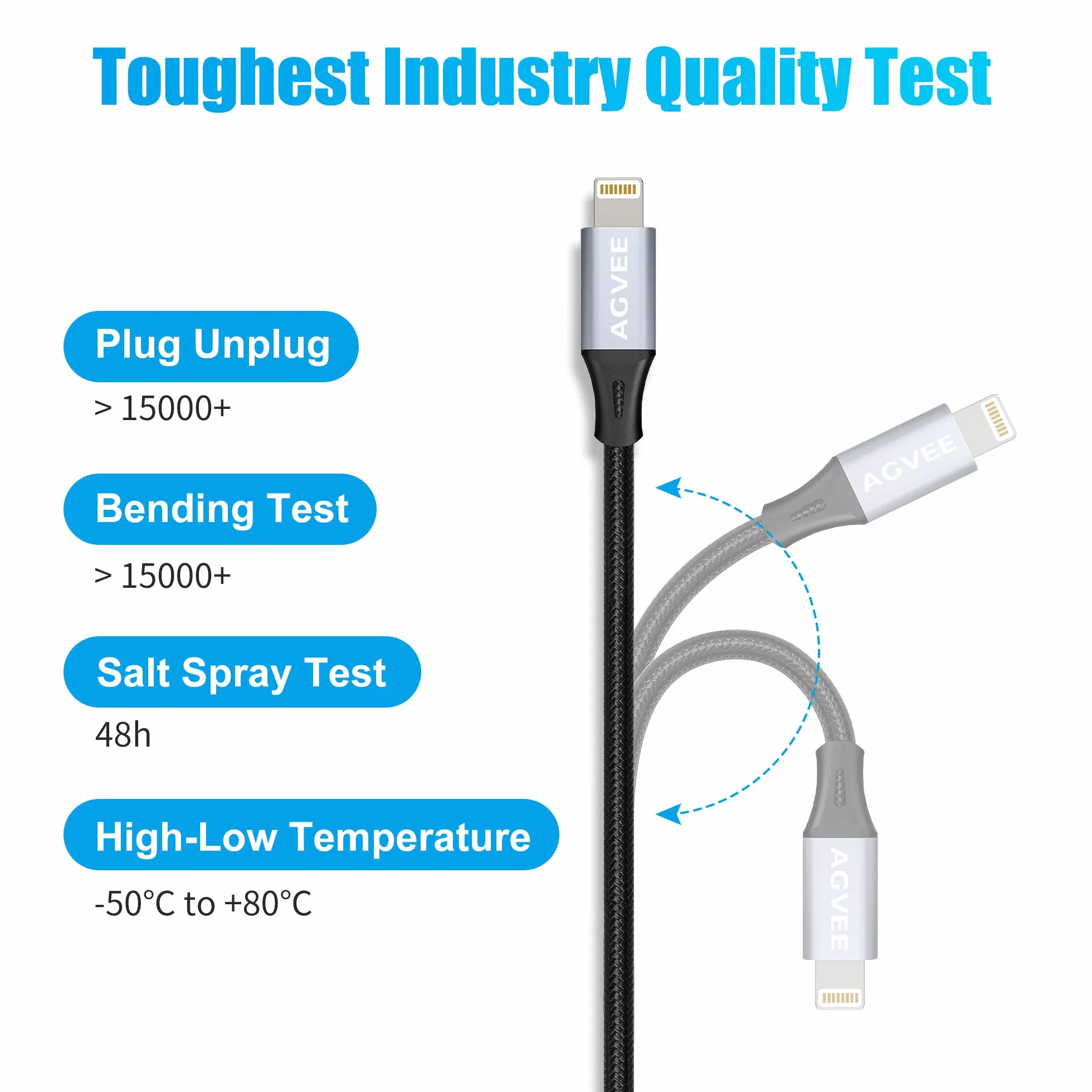 AGVEE 2-pak 4" 30 W USB-C żeński na Lightning adapter kablowy, typ C na 8-pinowy męski PD, szybkie ładowanie, konwerter, złącze synchronizacji danych, do urządzeń iPhone 13, 12, 11, Airpods iOS,