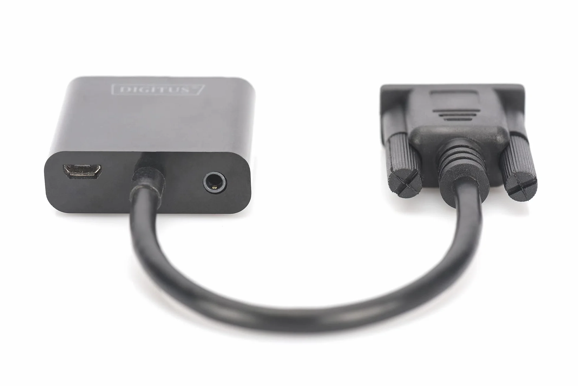 DIGITUS Adapter graficzny VGA, VGA + 3,5 mm jack na HDMI, Full HD 60 Hz, 1920 x 1080 pikseli, czarny