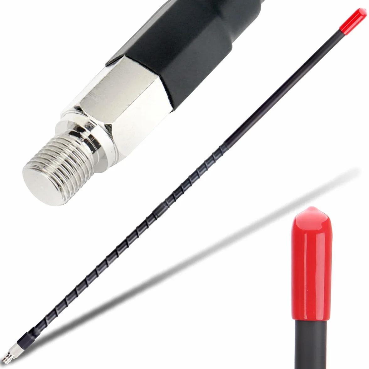 Antena radiowa CB 27 MHz zestaw anten z włókna szklanego do dużych obciążeń, 2 stopy, 61 cm, czarna, 1000 W, kompatybilna z samochodem ciężarowym, samochodowym, mobilnym radiem CB