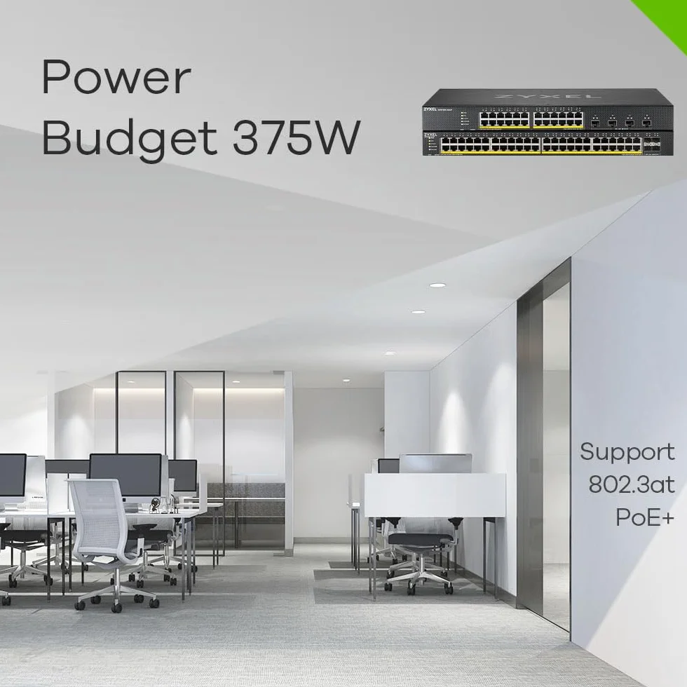 Zyxel Nebula 48-Port Gigabit Ethernet Smart managed Switch with 4 10G SFP+ Slots and Hybrid Cloud mode [XGS1935-52] | 44x GbE + 4x 10G SFP+ Porty, NebulaFlex, Smart-Managed L3, Smart Fan, Rack Mounting Kit