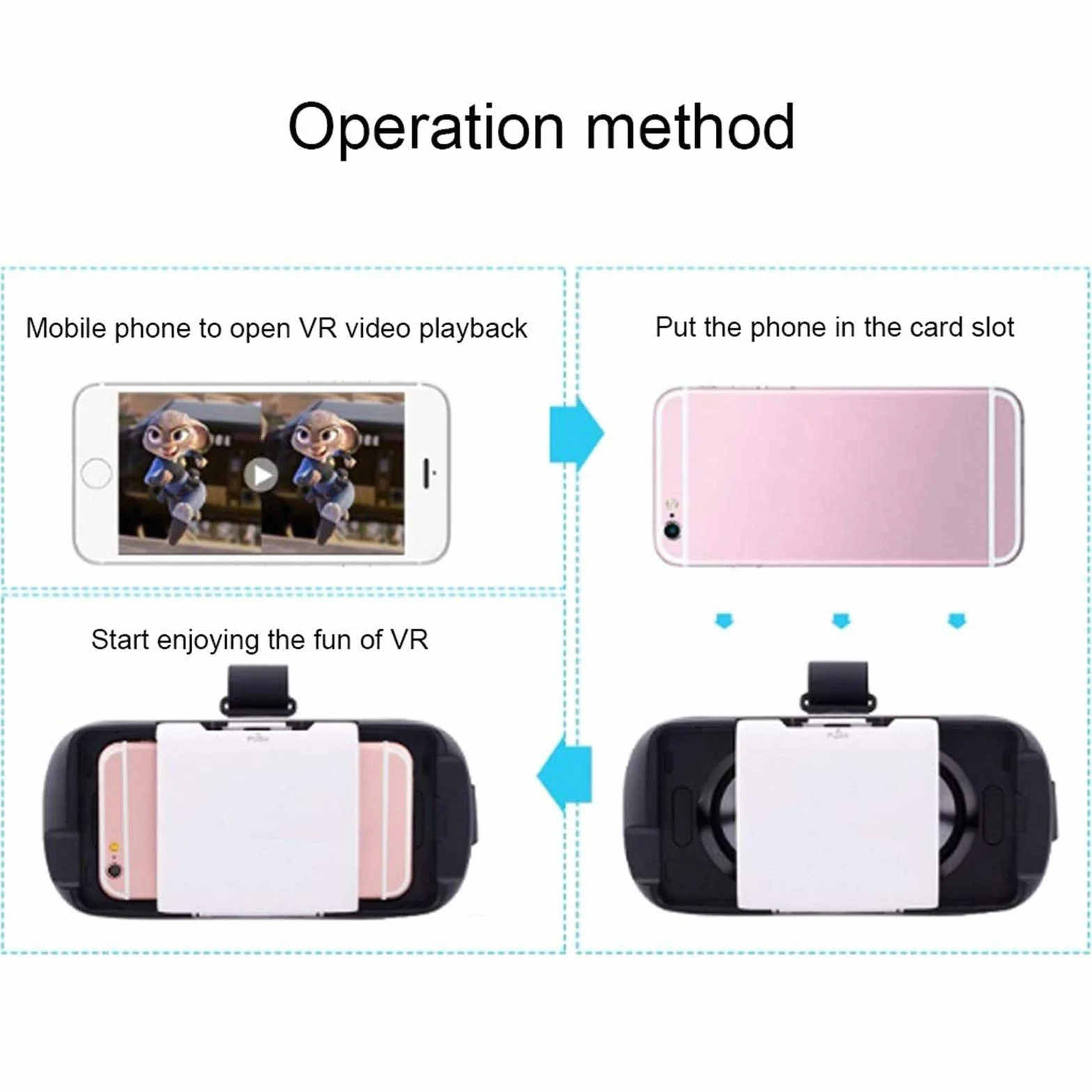 zestaw słuchawkowy VR, w pełni regulowany ogniskowy i obiekt odległości, okulary 3D VR, kompatybilne z iPhone i innymi smartfonami z systemem Android 4.7 do 5.7
