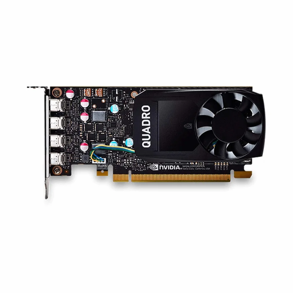 Nvidia Quadro P1000 Profesjonalna karta graficzna PCIe Express 4 GB GDDR5 4X Mini DisplayPort Low & High Profile, czarna, zawiera 8 kabli wyświetlacza - nowa normalna karta OEM w pudełku