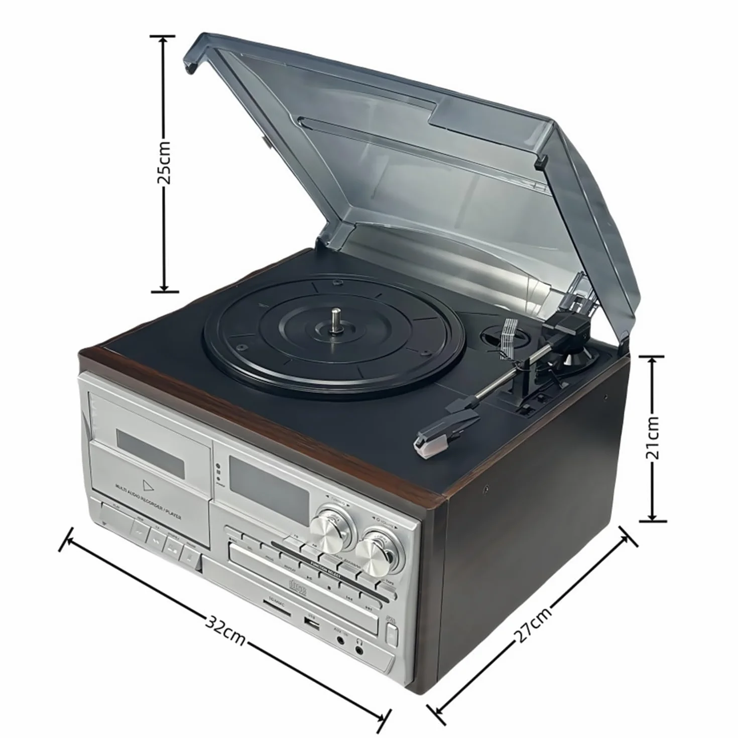 Odtwarzacz płyt winylowych 10 w 1 Bluetooth, gramofon kasetowy CD, 33/45/78 obr./min, wbudowane głośniki, panel sterowania do domowej rozrywki