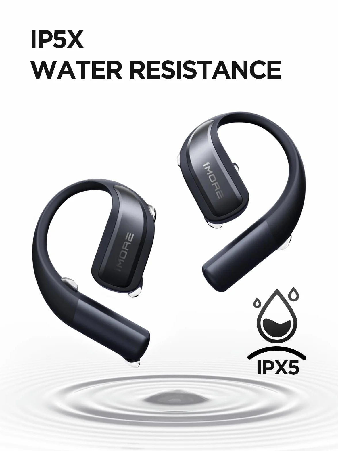 1MORE S70 Open Ear słuchawki Bluetooth 5.3, bezprzewodowe słuchawki douszne z 4 mikrofonami, więcej basów, akumulator 40 h, szybkie ładowanie, pałąk Balance AIR+, IPX5, redukcja szumów połączeń,