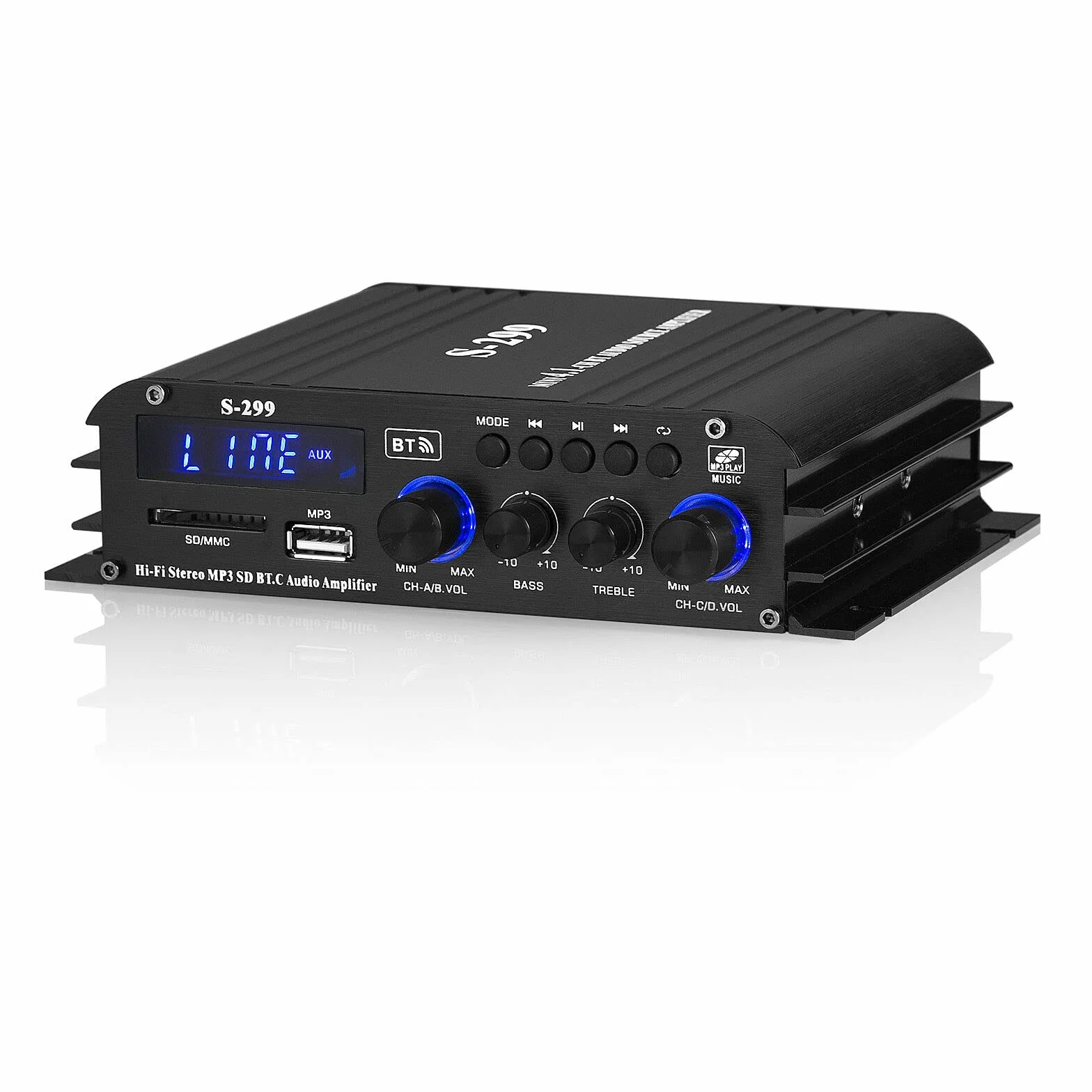 4.0-kanałowy wzmacniacz HiFi Wzmacniacz cyfrowy Bluetooth do domowego/samochodowego wzmacniacza basowego