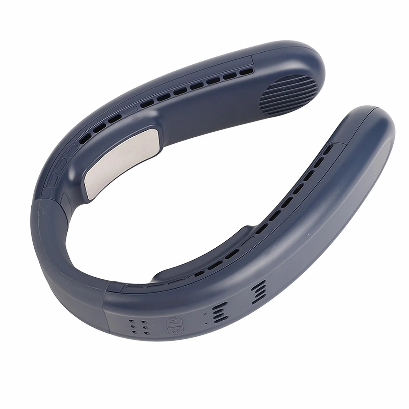 Wiszące wentylatory szyi przenośne bez pęknięcia półprzewodników wentylator chłodzący podwójne chłodzenie 3 prędkość regulowana ładowanie USB wentylator na zewnątrz sportowy biuro (Niebieski)