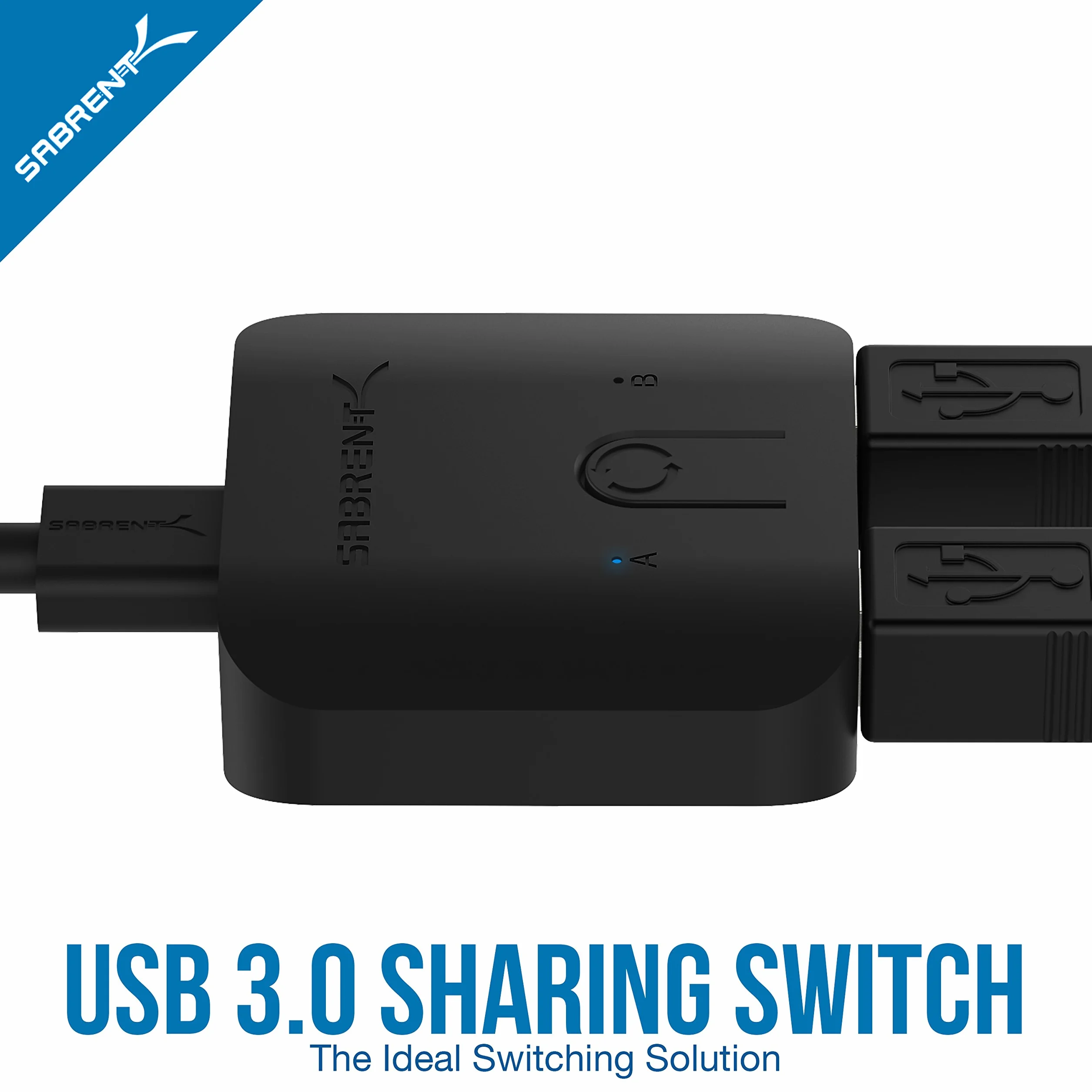 SABRENT Przełącznik USB 3.2, 2 w 1 out, rozgałęźnik peryferyjny, przełącznik dzielenia się USB, adapter rozdzielający do komputera, drukarki, skanera, myszy, klawiatury, wskaźników urządzeń LED