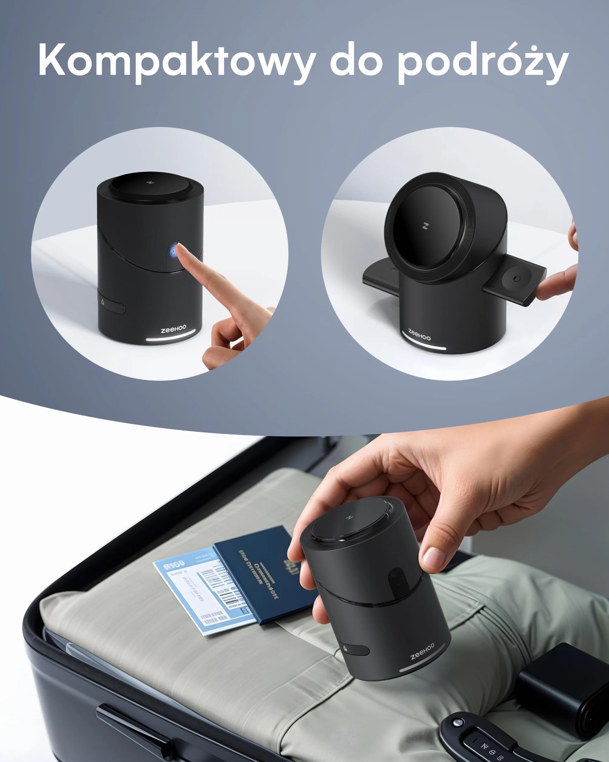 ZEEHOO - Bezprzewodowa stacja ładująca, CylinTrick-R Qi2 15 W, stacja ładująca 3 w 1
