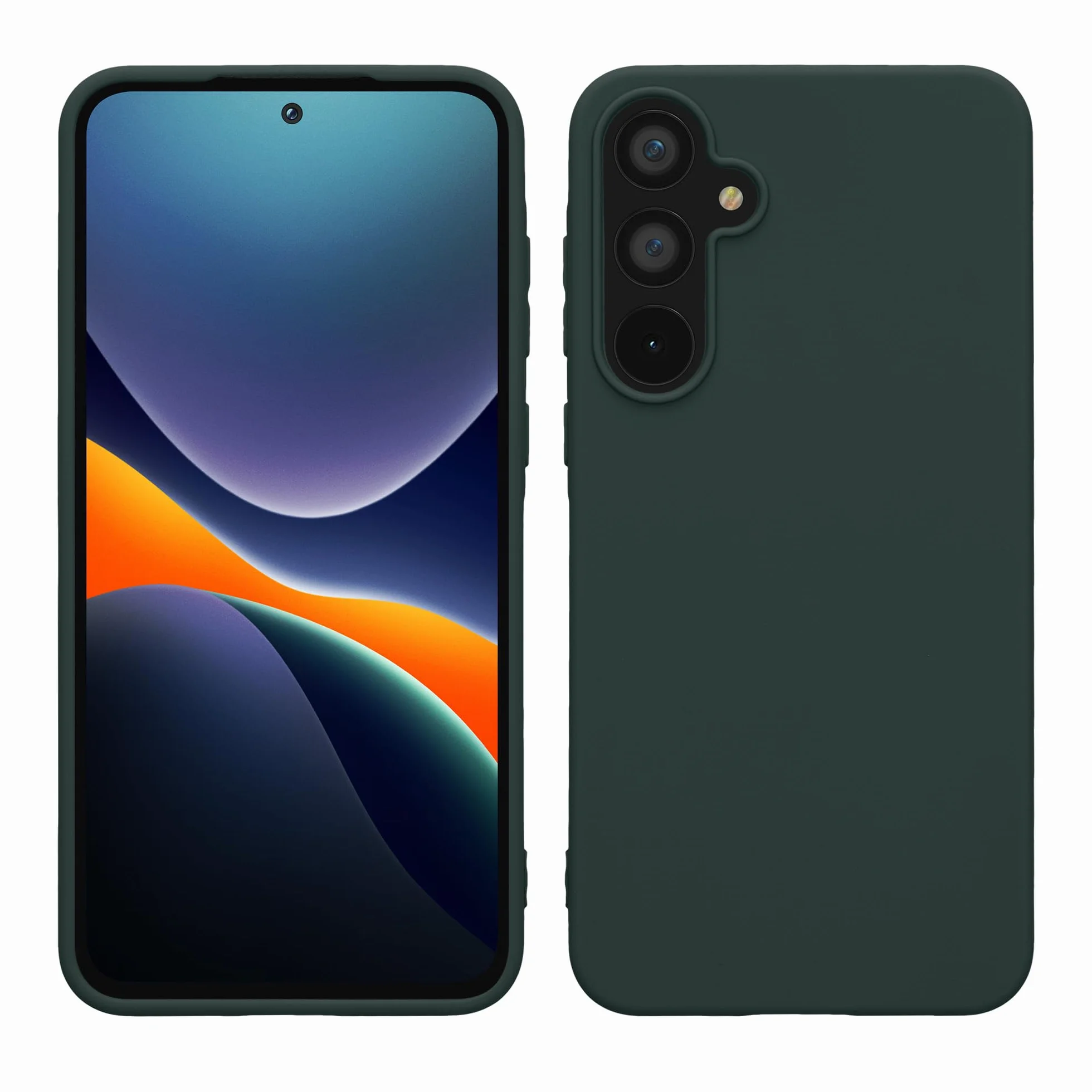 kwmobile Etui do Samsung Galaxy A55 5G Etui - Ultra cienki TPU i silikon z podniesionymi krawędziami zapobiegającymi upadkowi - Zielony mech
