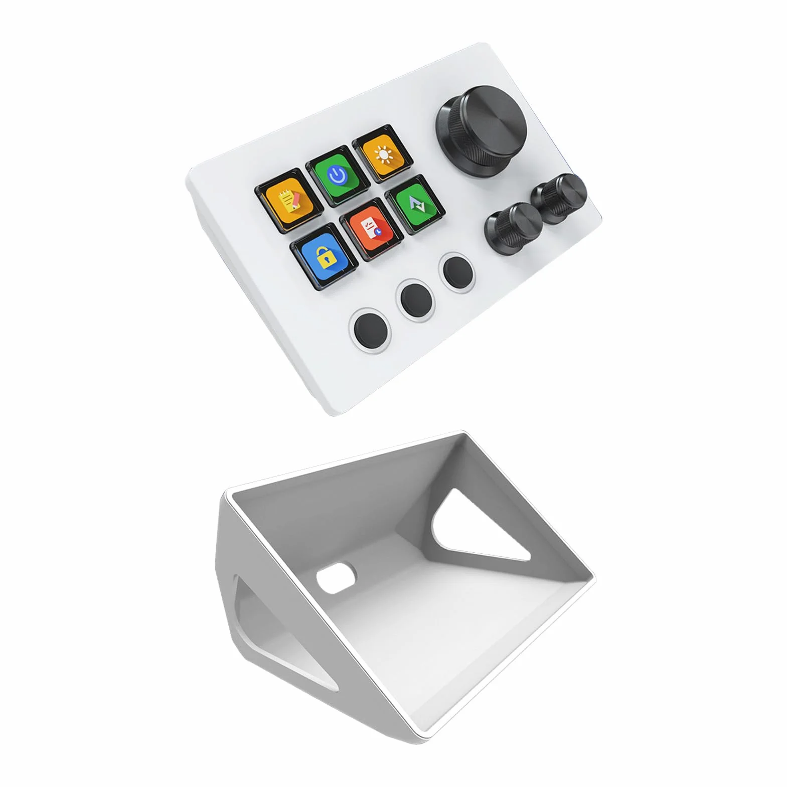 Konfigurowalny Kontroler Strumienia z 6 Klawiszami LCD 3 Pokrętła 3 Przyciski Scen, Klawiatura Makro Interfejs Typu C do Strumieniowego Przesyłania Gier i Sterowania Multimediami (WHITE)