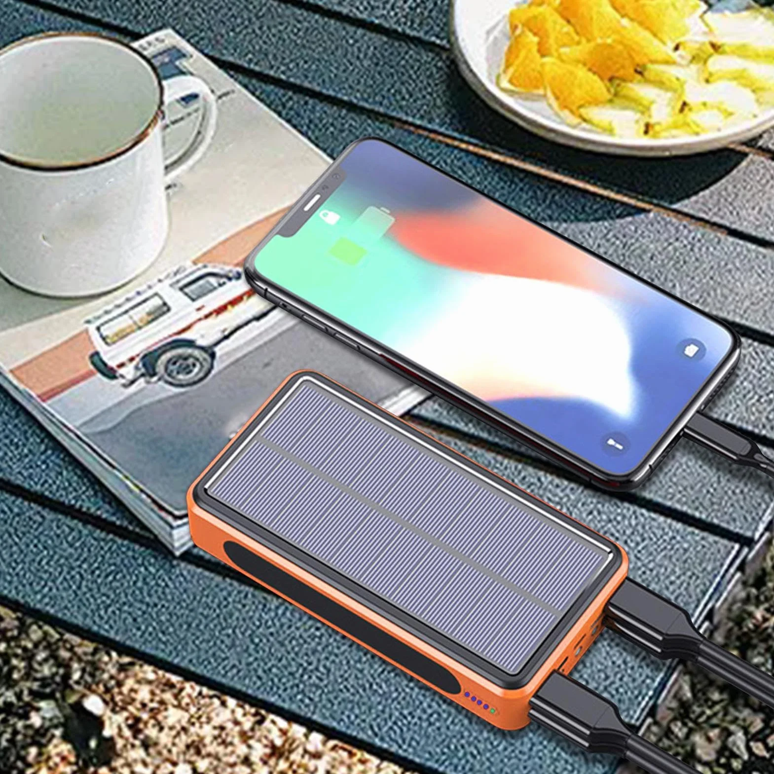 powerbank solarny o dużej pojemności, ładowarka solarna, niezawodna konstrukcja, zintegrowane światło kempingowe, 16,3 cm, dla mężczyzn, kobiet, studentów i do użytku na zewnątrz