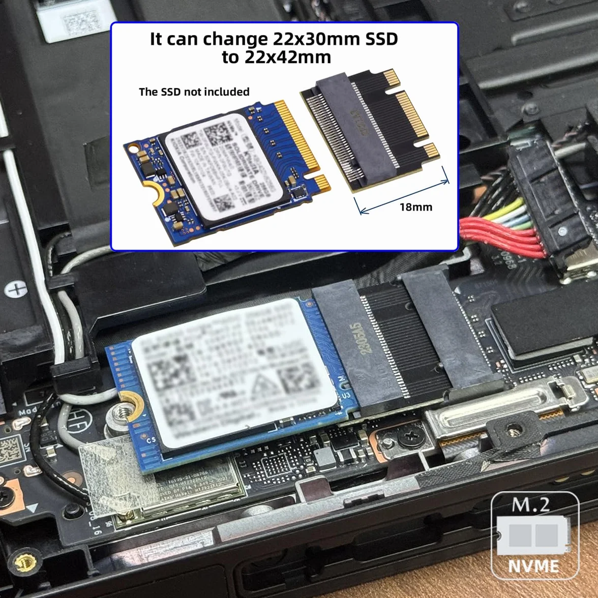 CY NGFF B+M NVME M-Key 22x30mm do 22x42mm Adapter przedłużający męsko-żeński kompatybilny z Legion Go 2230 2242 SSD