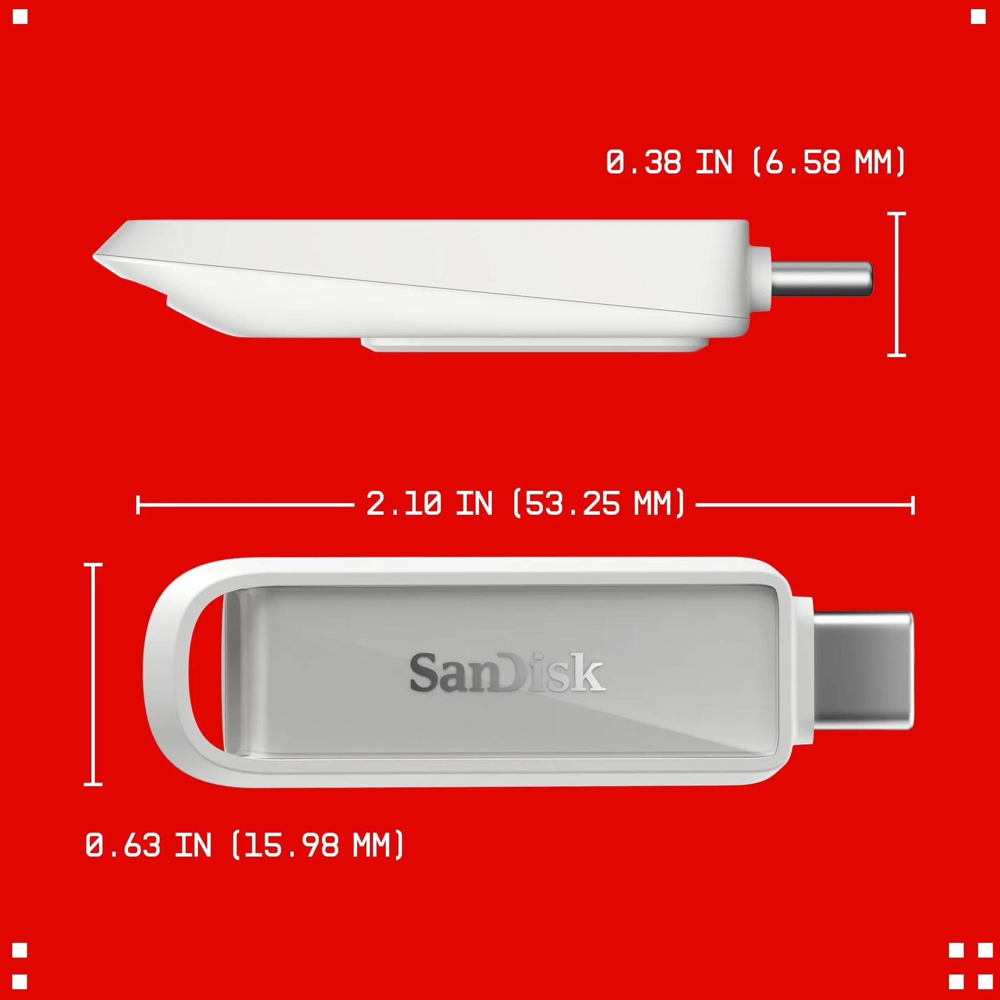 SanDisk Phone Drive z USB Type-C 1 TB (do telefonu, do smartfonów, tabletów i komputerów, prędkością 150 MB/s, Wykonuj automatyczne kopie, Dzięki odzyskiwaniu) - Arctic White