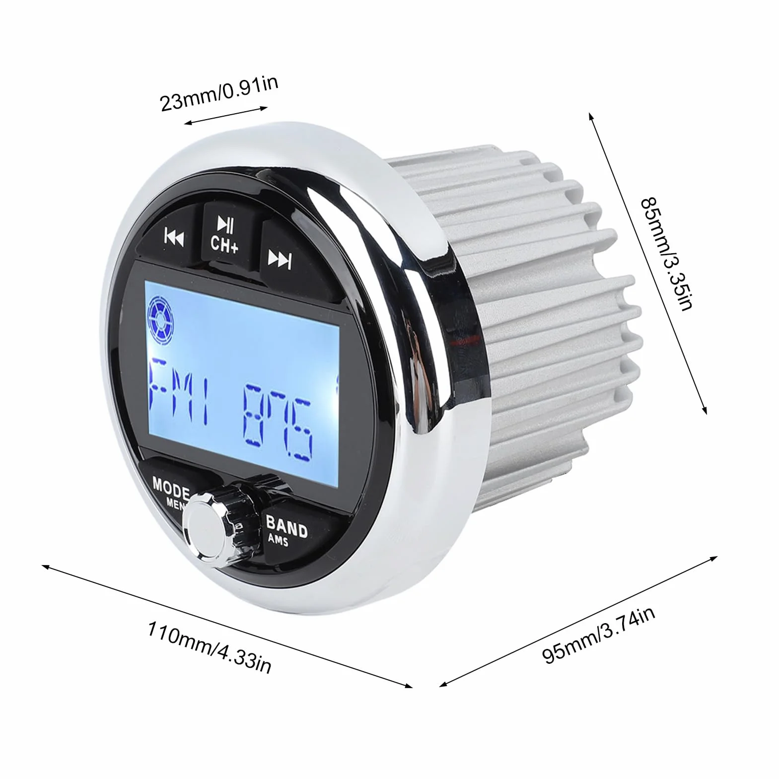 Radio morskie, morskie radio stereo, Bluetooth, 12 V, stop aluminium, pyłoszczelne, wodoodporne, bezstratna muzyka, media cyfrowe, odtwarzacz MP5 do jachtów, kamperów, łodzi