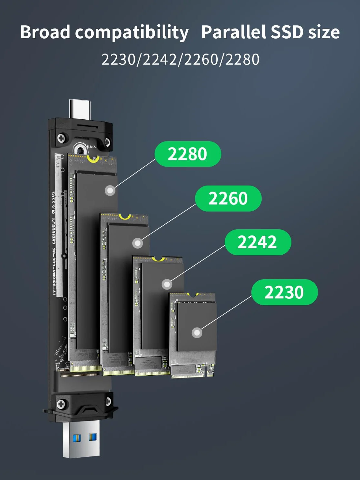 Lemorele NVMe M.2 SSD enclosure adapter, beznarzędziowy adapter zewnętrznej obudowy PCIe/SATA NVMe M.2 USB C 3.1 Gen2 (10 Gbps) dla (M-Key & M+B Key) NVMe SSD (2230/2242/2260/2280)