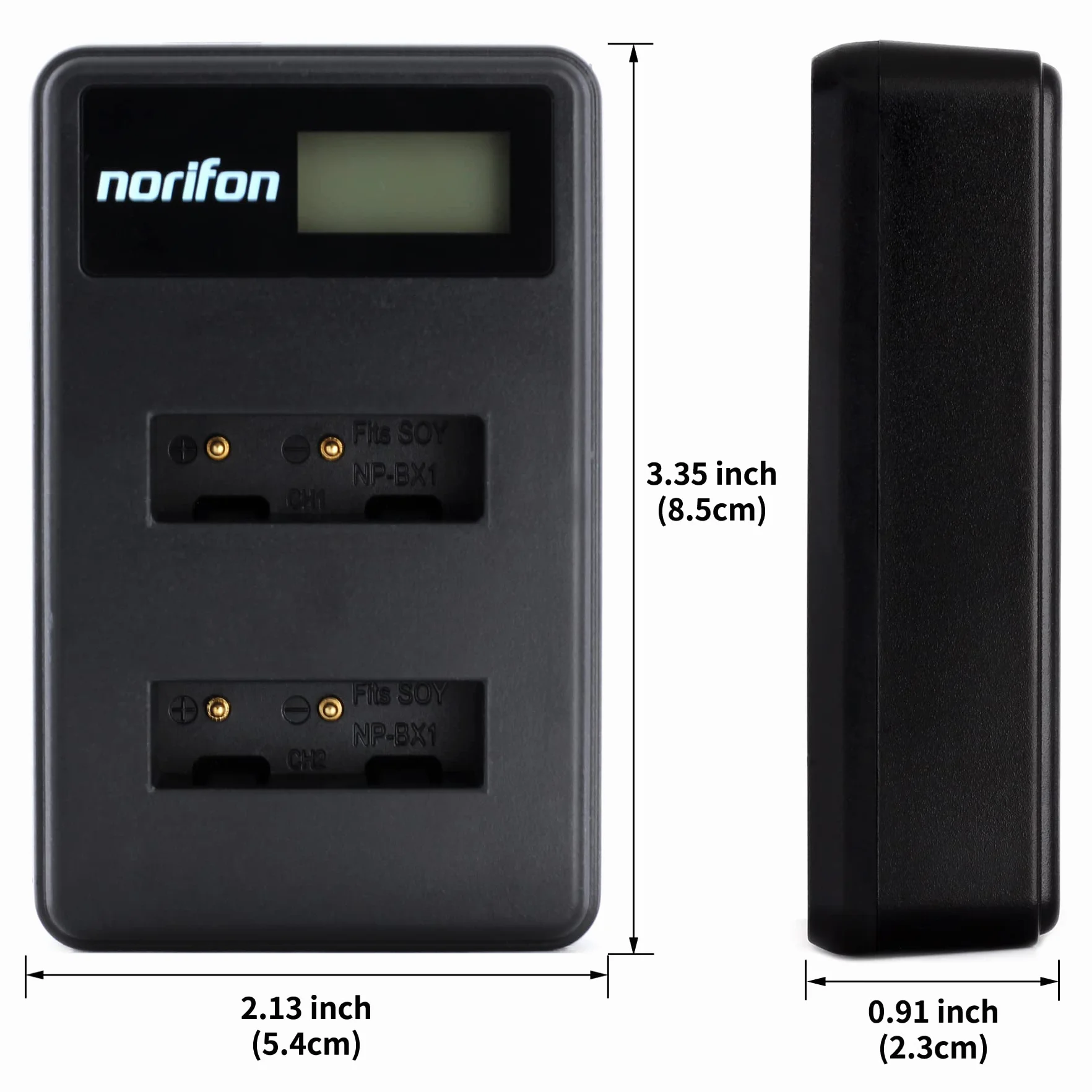 Norifon NP-BX1 Dwukanałowa LCD USB Ładowarka do Sony Cyber-shot DSC-RX100, DSC-RX100 II, DSC-RX100 III, DSC-HX90V, DSC-WX350, DSC-WX500, HDR-AS15 Aparat i nie tylko