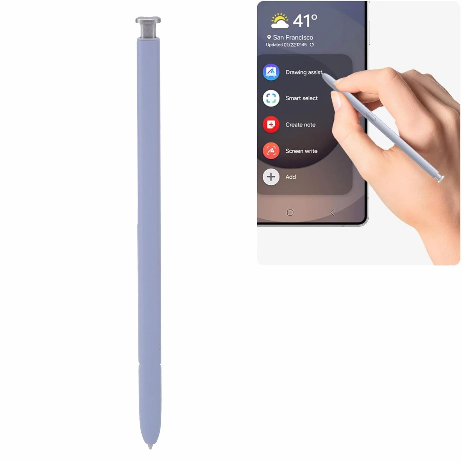 LICAEVEY Rysik do Samsunga S25 Ultra 5G EJ-PS938BBEGUJ Zamiennik do S25 Ultra 5G 6.9 We Wszystkich Wersjach S Pen 4096 Poziomów Nacisku z 5 Końcówkami Stalówki 1 Zacisk (Jasnosrebrny)