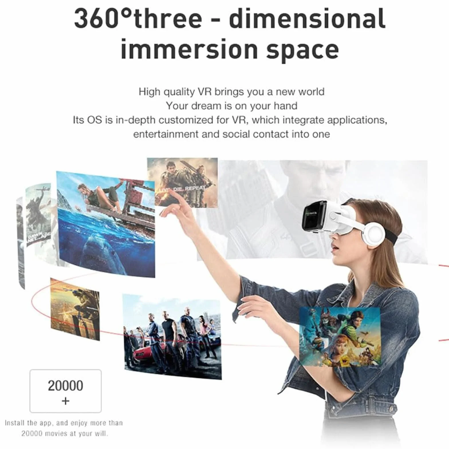 Zestaw słuchawkowy VR Virtual Reality do iPhone'a 16, 15, 14, 13 Pro Max Plus, Samsung Galaxy S24, S23, S22, okulary VR z pilotem VR, zestaw do gier wideo dla dorosłych, dzieci, do gier wideo