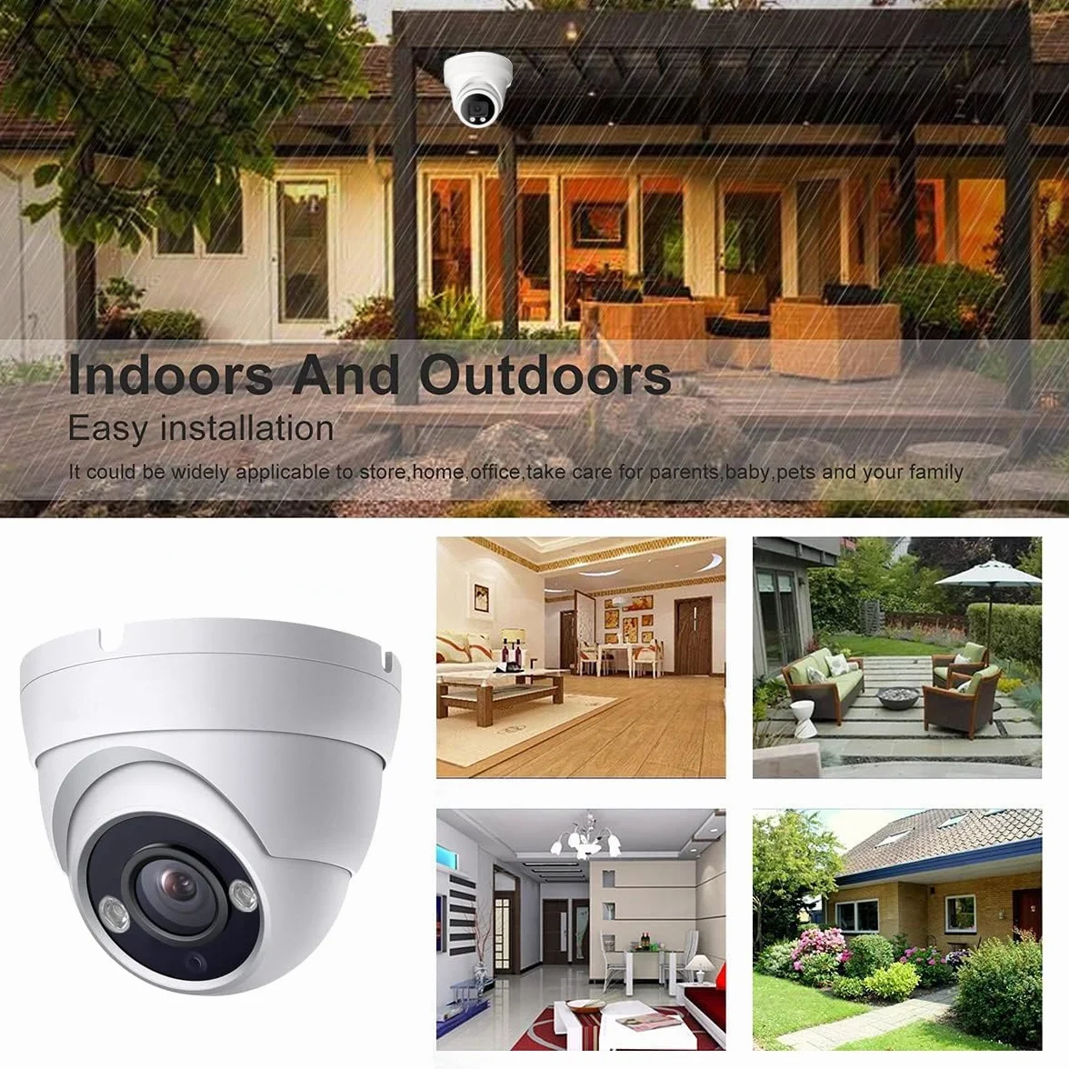 4K 8MP Lite Dome TVI CVI AHD analogowa kamera bezpieczeństwa 4 w 1, noktowizor na podczerwień 19,8 m, szeroki kąt widzenia 2,8 mm 100°, zewnętrzna obudowa w całości z metalu, kompatybilna tylko z