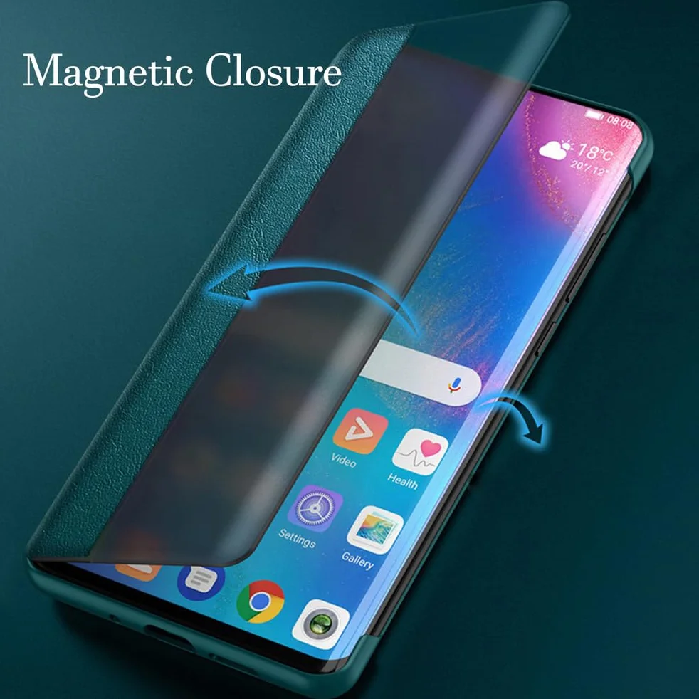 Stylowe etui do Honor Magic 8 Pro/8, pokaż okno i zamknięcie magnetyczne z klapką skórzana pełna pokrywa ochronna, zielona, 8